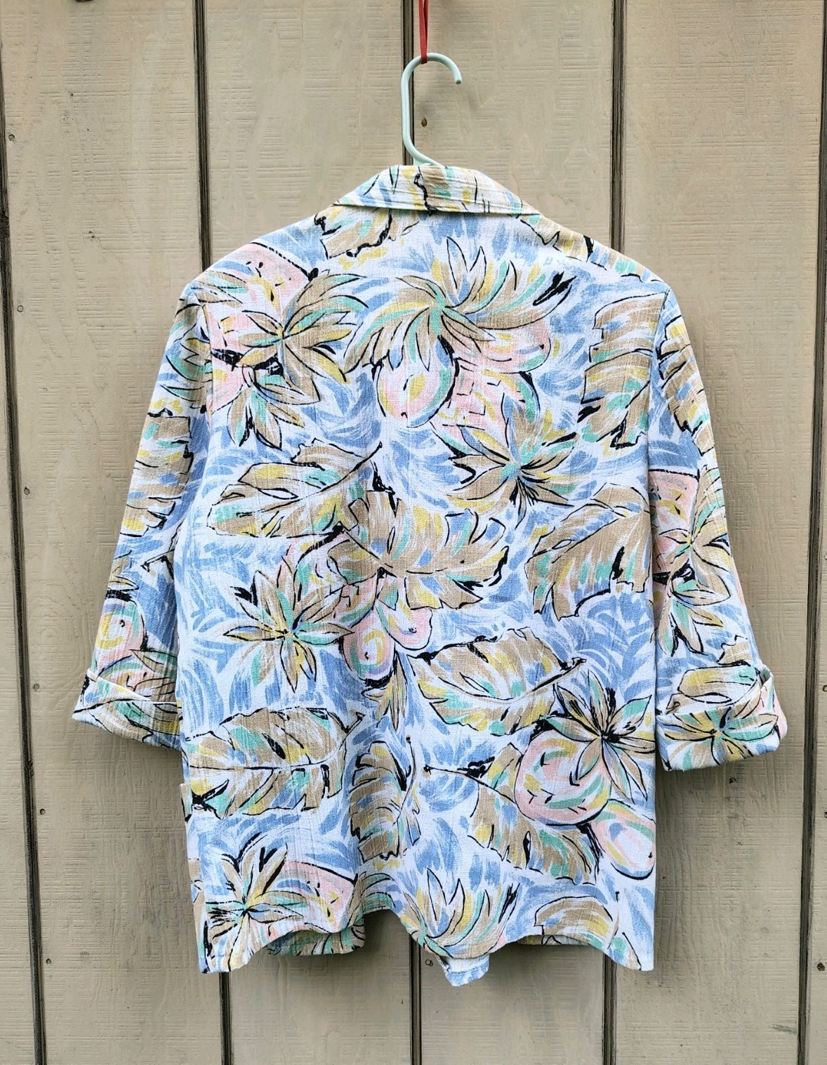 ACT III Vintage Blazer Floral Open Front Jacket Pastel Tropical Coastal 80’s