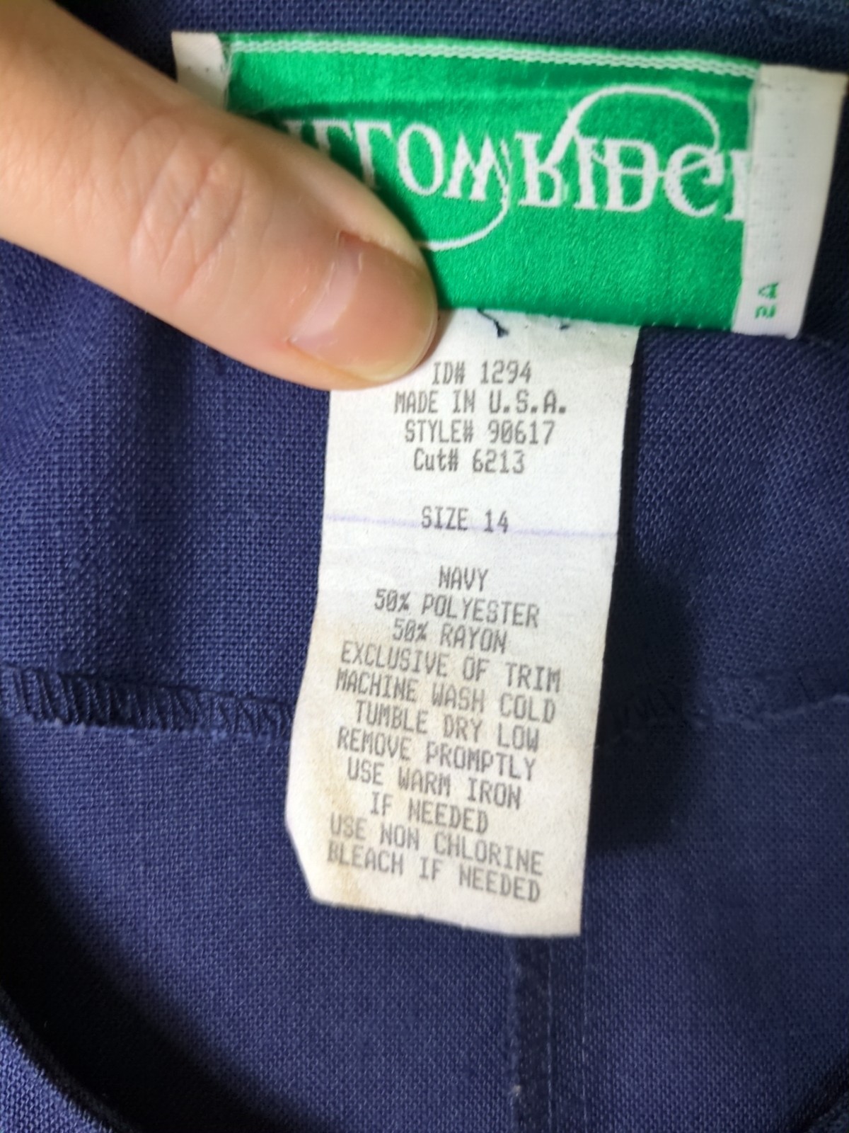Vintage Willow Ridge Navy Blue Side Button Down Dress Woman’s 14