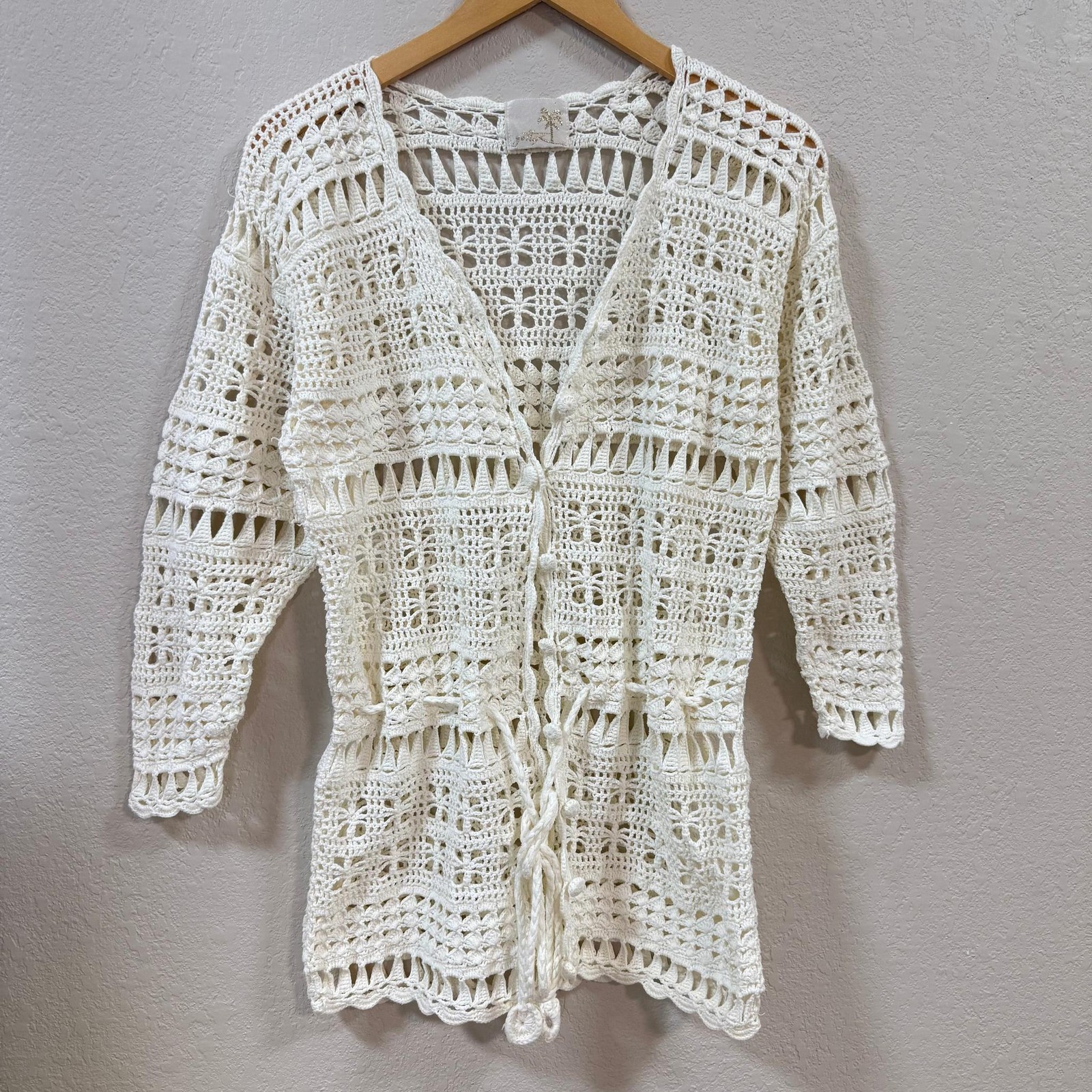 Vintage Open Knit Crochet Cover Up Size Medium