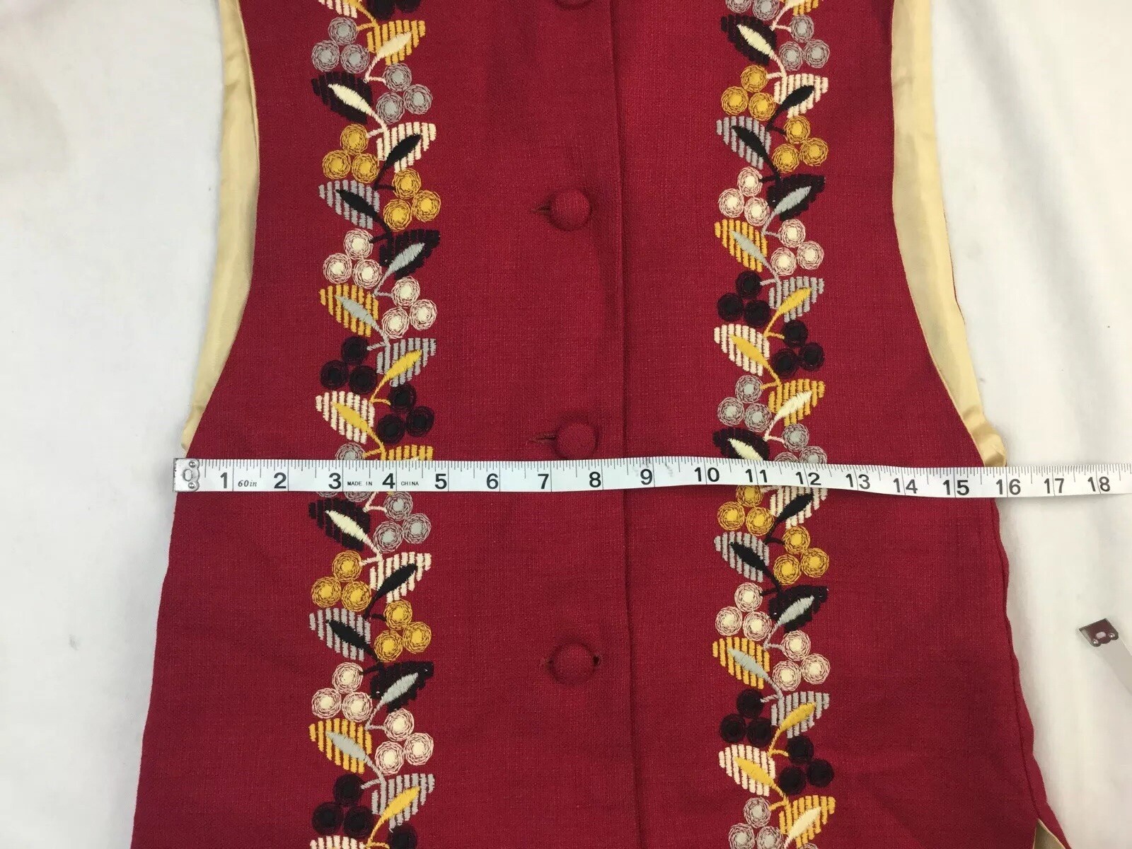 Womens Long vintage Embroidered Vest Prior Westerns Denver SZ Small