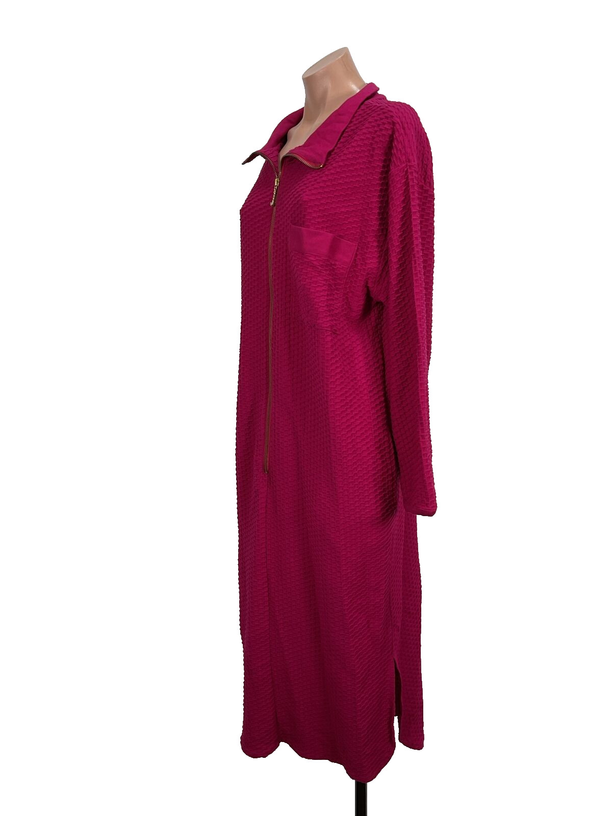 Vintage Go Softly Robe Womens Small Pink 80s Textured Housecoat Muumuu Kaftan