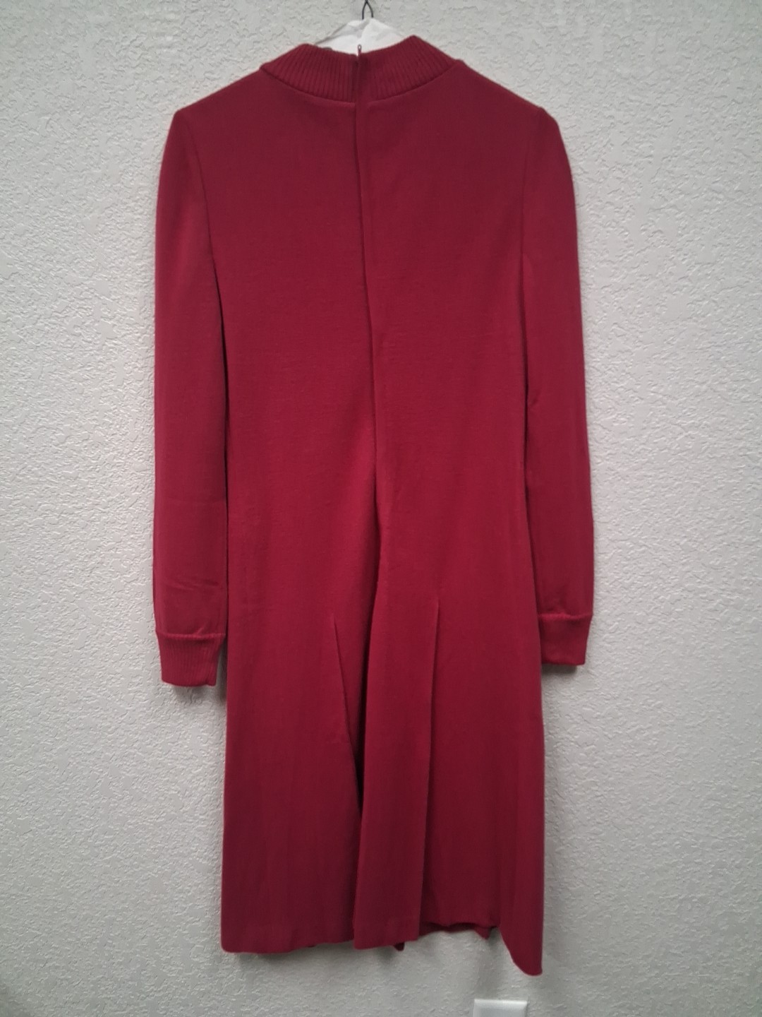 Vintage 60s Mod Dress Cranberry Red Wool Shift Pleated Dress Gino Paoli Italy 10