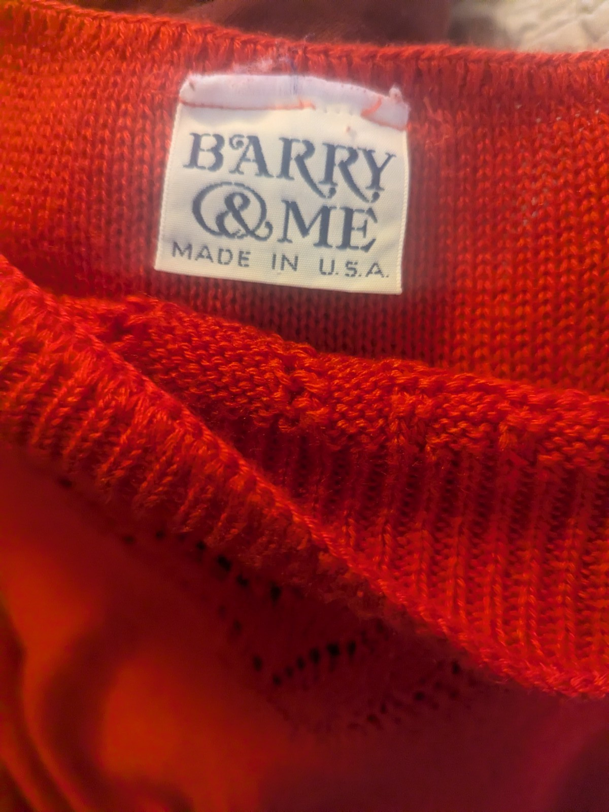 Red Sweater Barry & Me Retro long Sleeve M USA Made Vintage Knit