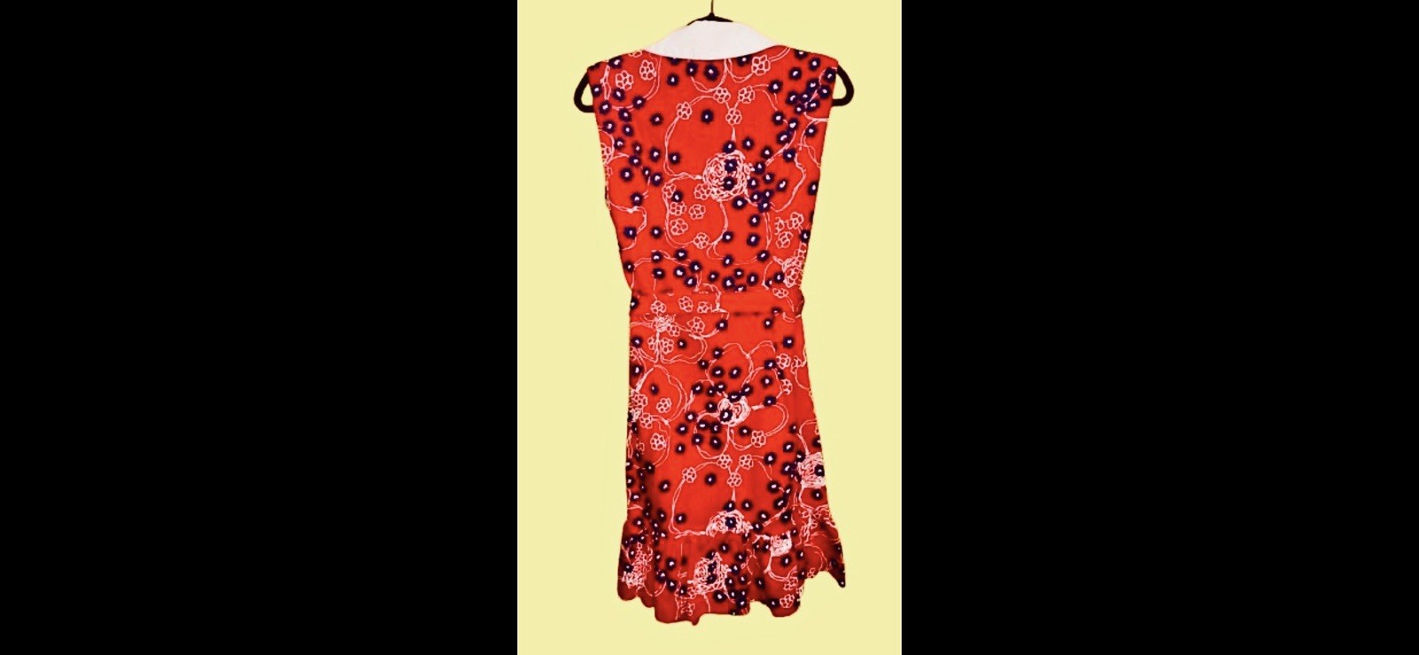 Vintage 60s Liberty Circle Red and Blue Floral Button Up Dress & Matching Belt
