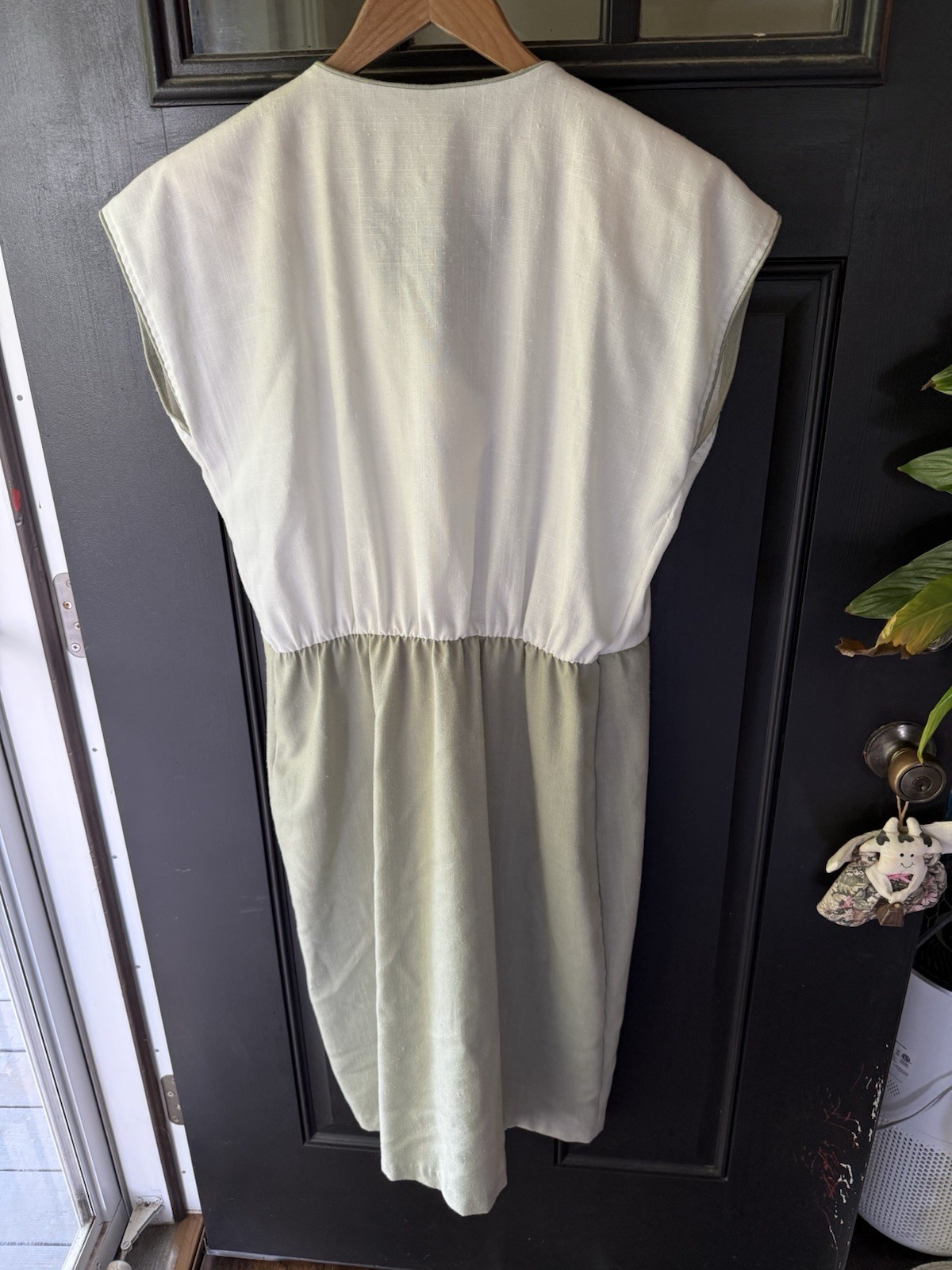 Vintage Olive and Cream Button-down Dress by “Berkley” Sz 16