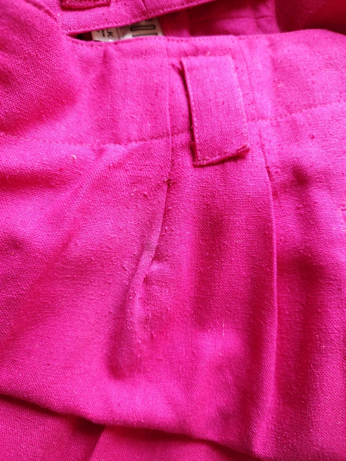80’s Vintage 100% Silk Pants Suit SK & Company Hot Pink Short Sleeve Sz 10