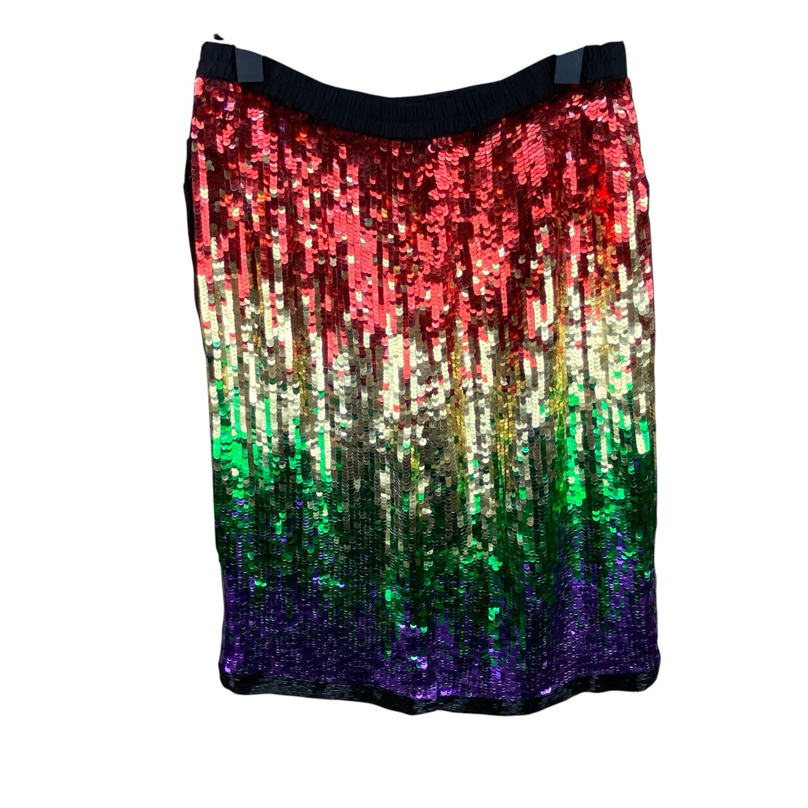 Vintage Rainbow Sequin Top And Skirt Set Size M Colorful Festive Party