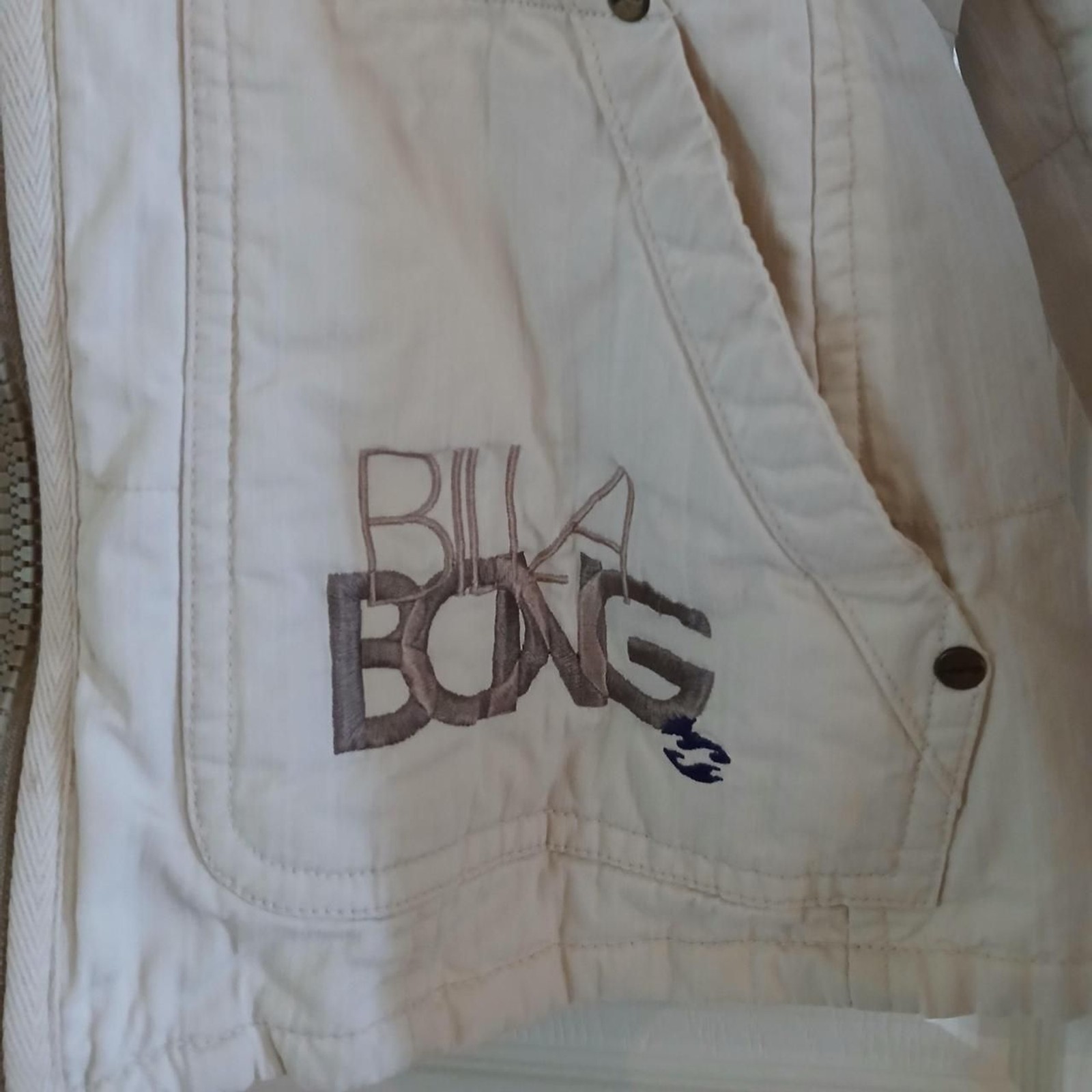 Y2K Vintage Cream Billabong Utility Jacket w hood XL Skater Grunge Gorpcore