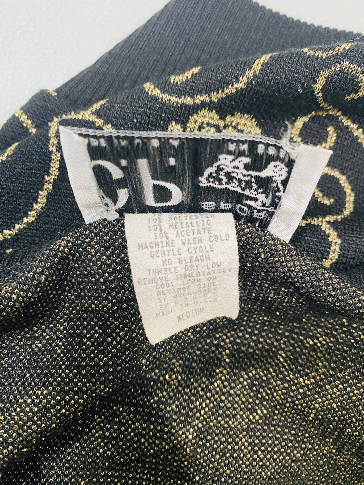 Vintage Top SIZE MEDIUM black gold lurex metallic knit sweater C.P. SPORT 80s