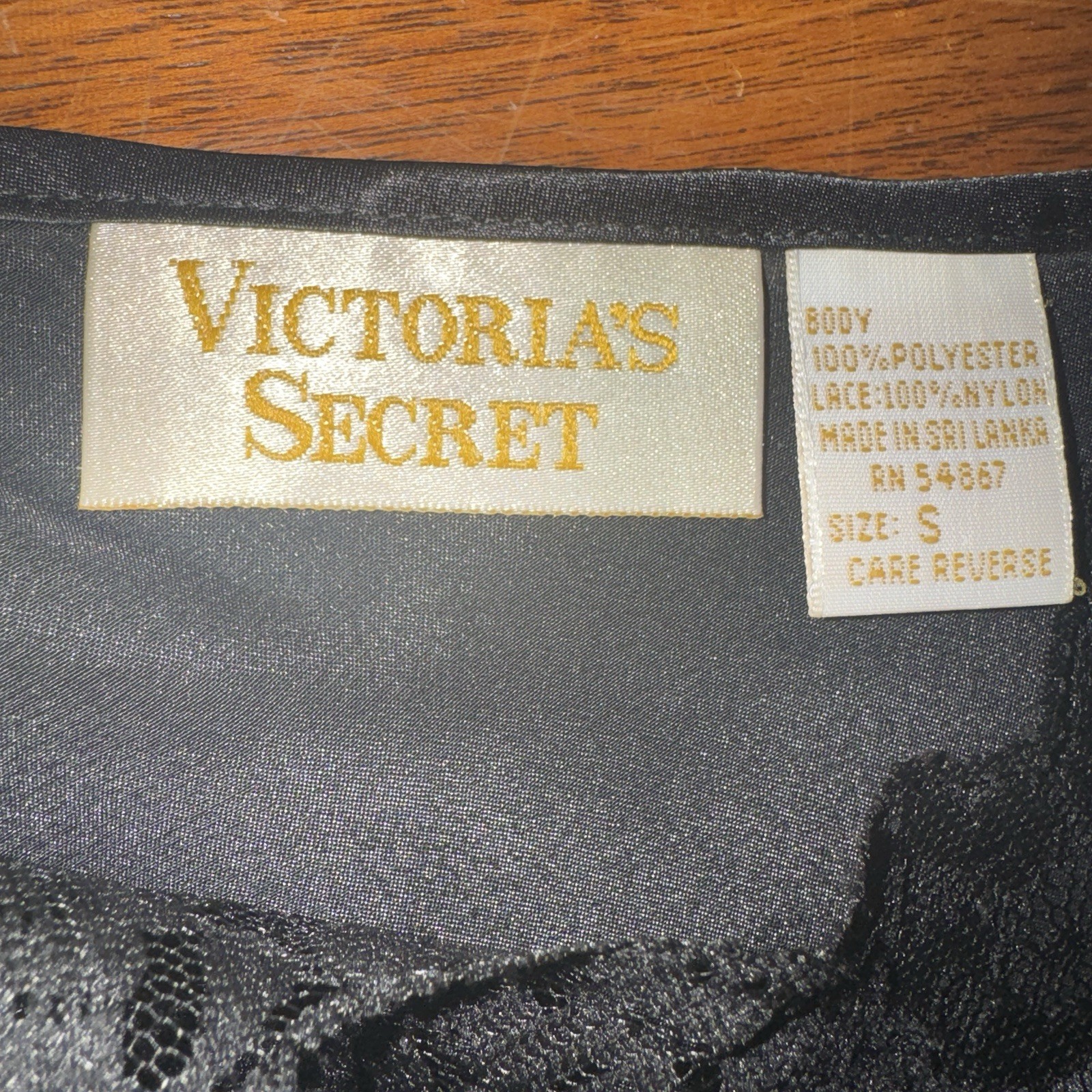 Victorias Secret Black Lace Camisole Gold Label Satin Whimsical Princess Fairy S