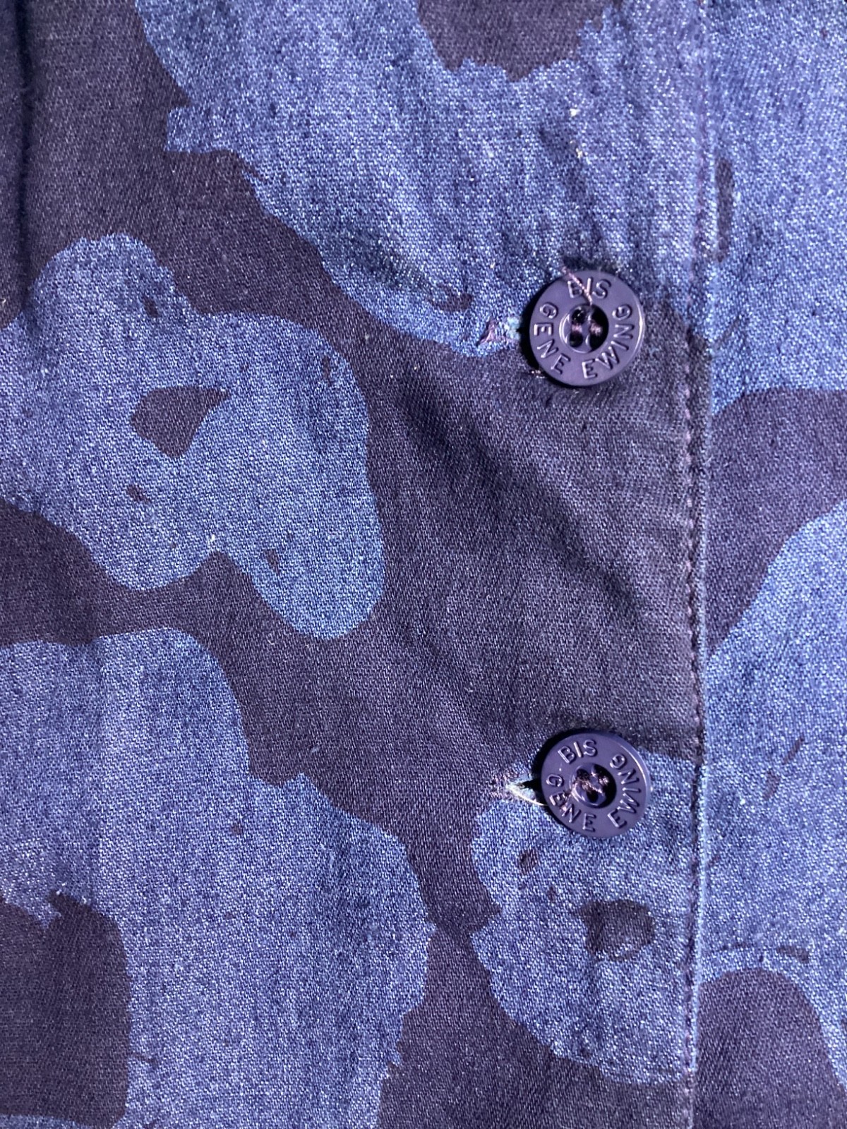 Vintage Gene Ewing Bis Size Small Sun Washed Denim Floral Print Cotton Vest