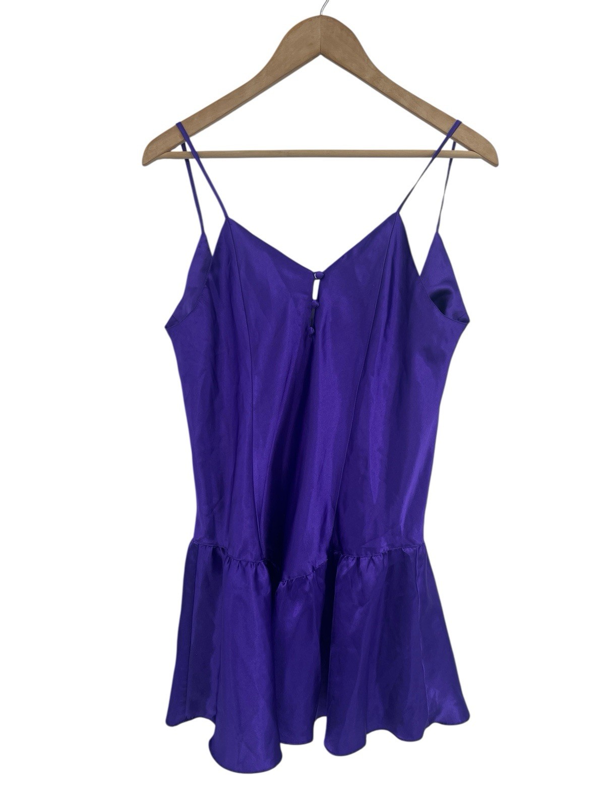 Sedu Vintage Purple Satin Baby Doll Nightgown Bow Detail Medium Lingerie