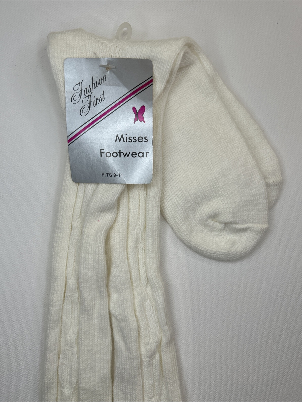 VTG Socks Hosiery 80’s Cable Knit NOS 9-11 19″ USA Stocking School Girl Misses
