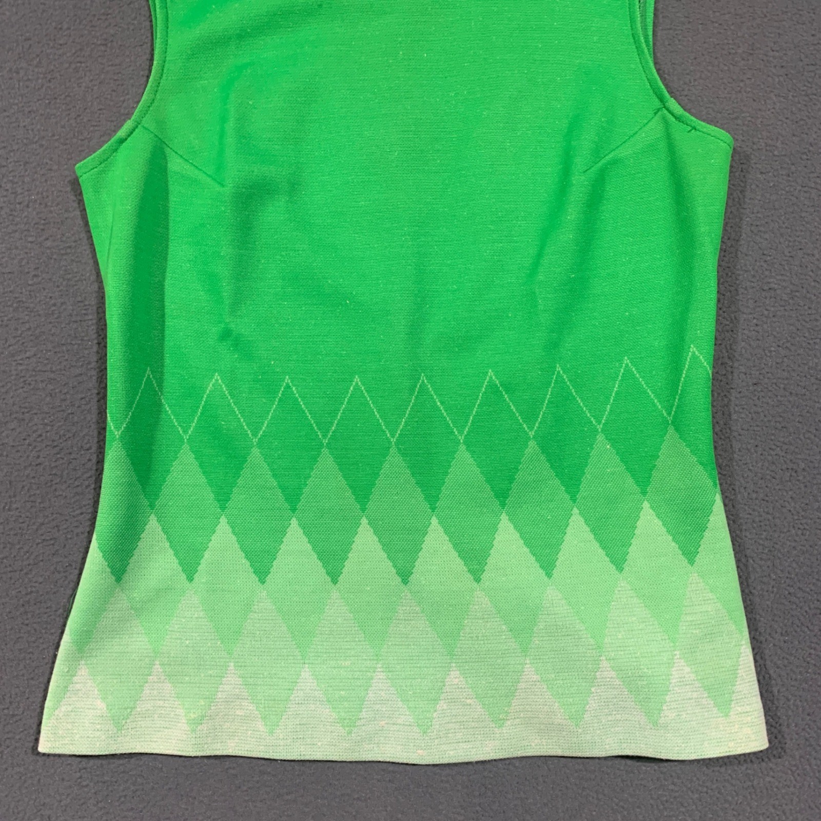 De Saix 3 Piece Pant Suit Women S/M Green Argyle Vintage 70s Mod Disco Knit Set