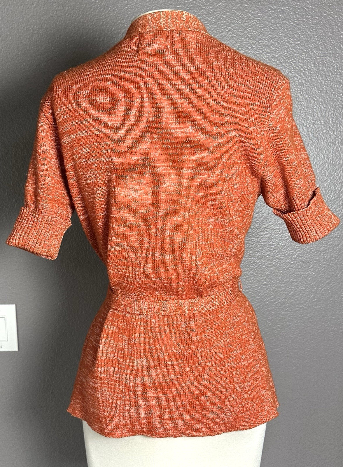 VTG Sheridan Creations Burnt Orange, Wrap Top Cardigan Sweater Size Large