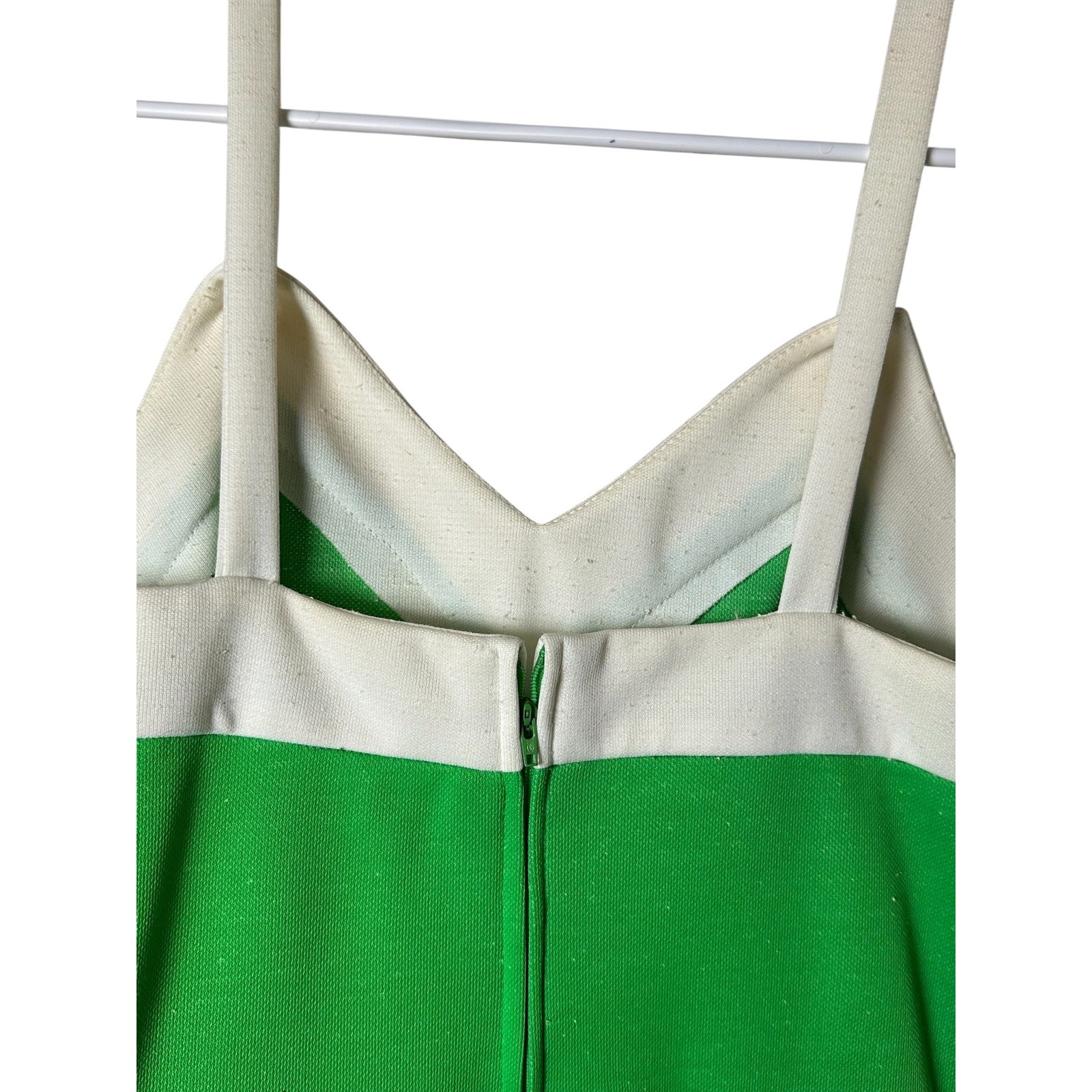 Vintage Jerell of Texas Green White Colorblock Mod Mini Dress 70s Size 11