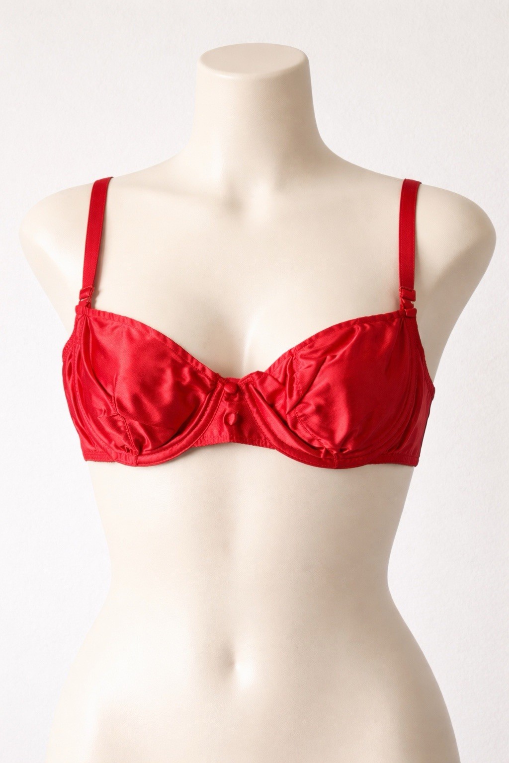Vintage Jezebel Red Satin Bra 32D NOS Deadstock NWT Underwire Lingerie