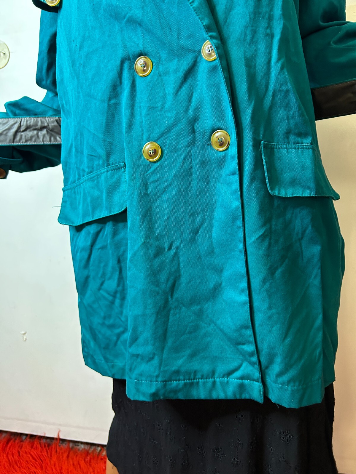 Vintage 1980s Spoiled Girls Australian Women’s Aqua Blue Trench Coat AU 8