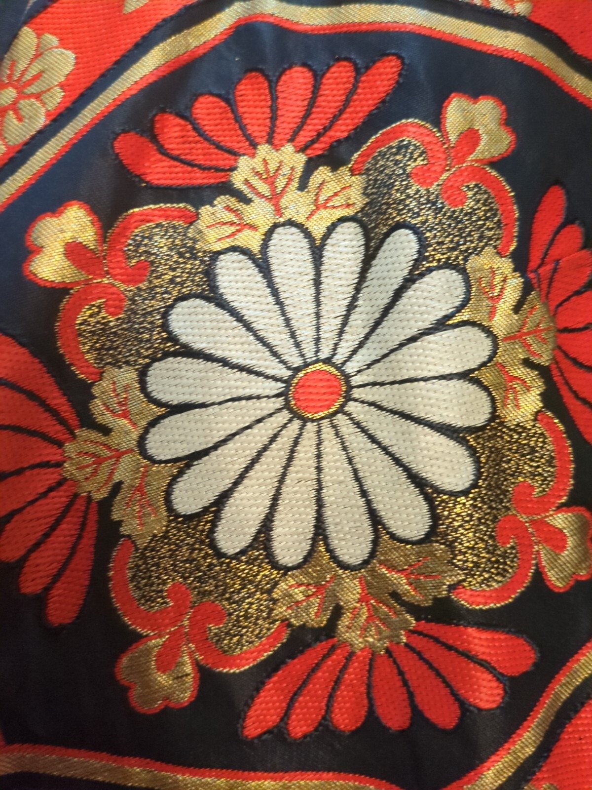 Vintage Red/Black Gold Lame Floral Embroidered Coat