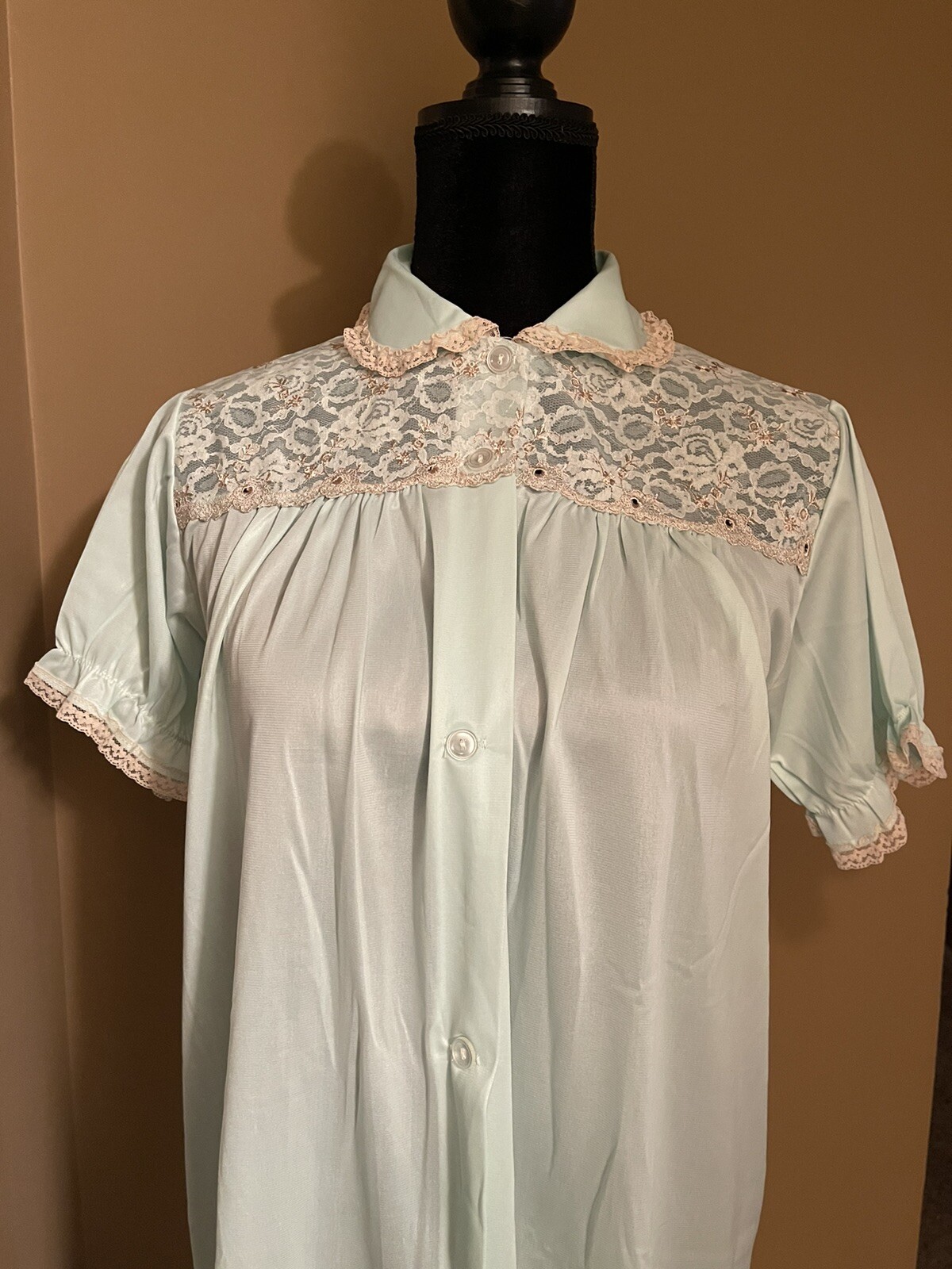 1960s PHILMAID GOWN & ROBE LINGERIE S32/34 EMBROIDERY CHIFFON LACE GRANNY CORE