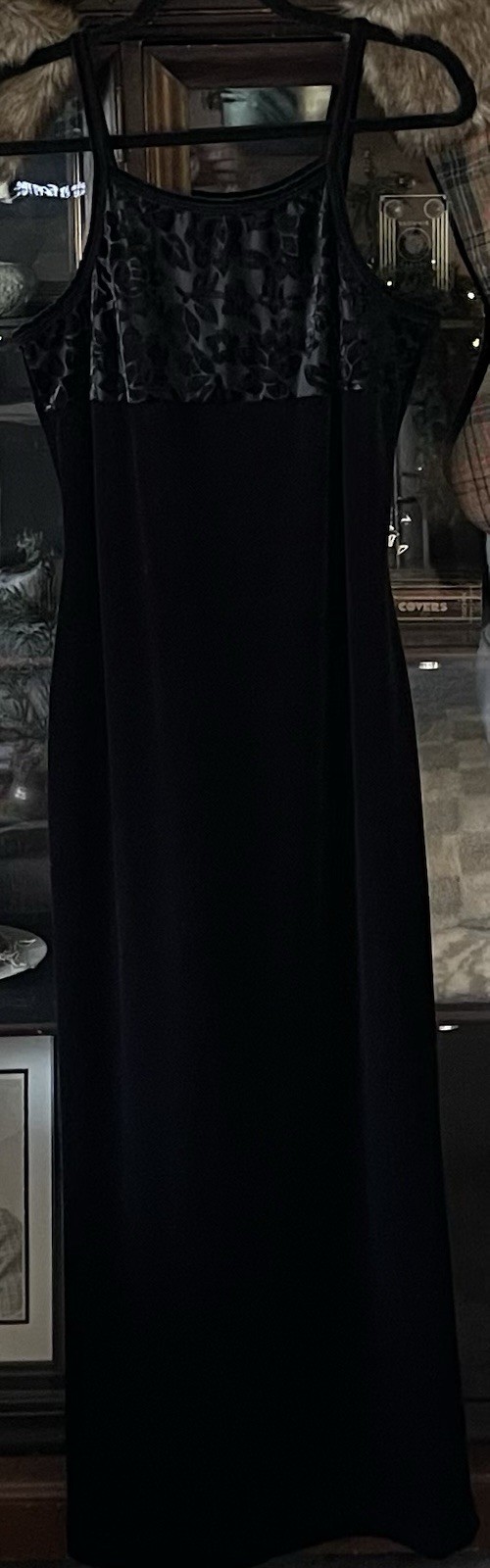 Women’s Black Burnout Velvet Maxi Dress L Dark Romantic Whimsigoth Vampire Y2k