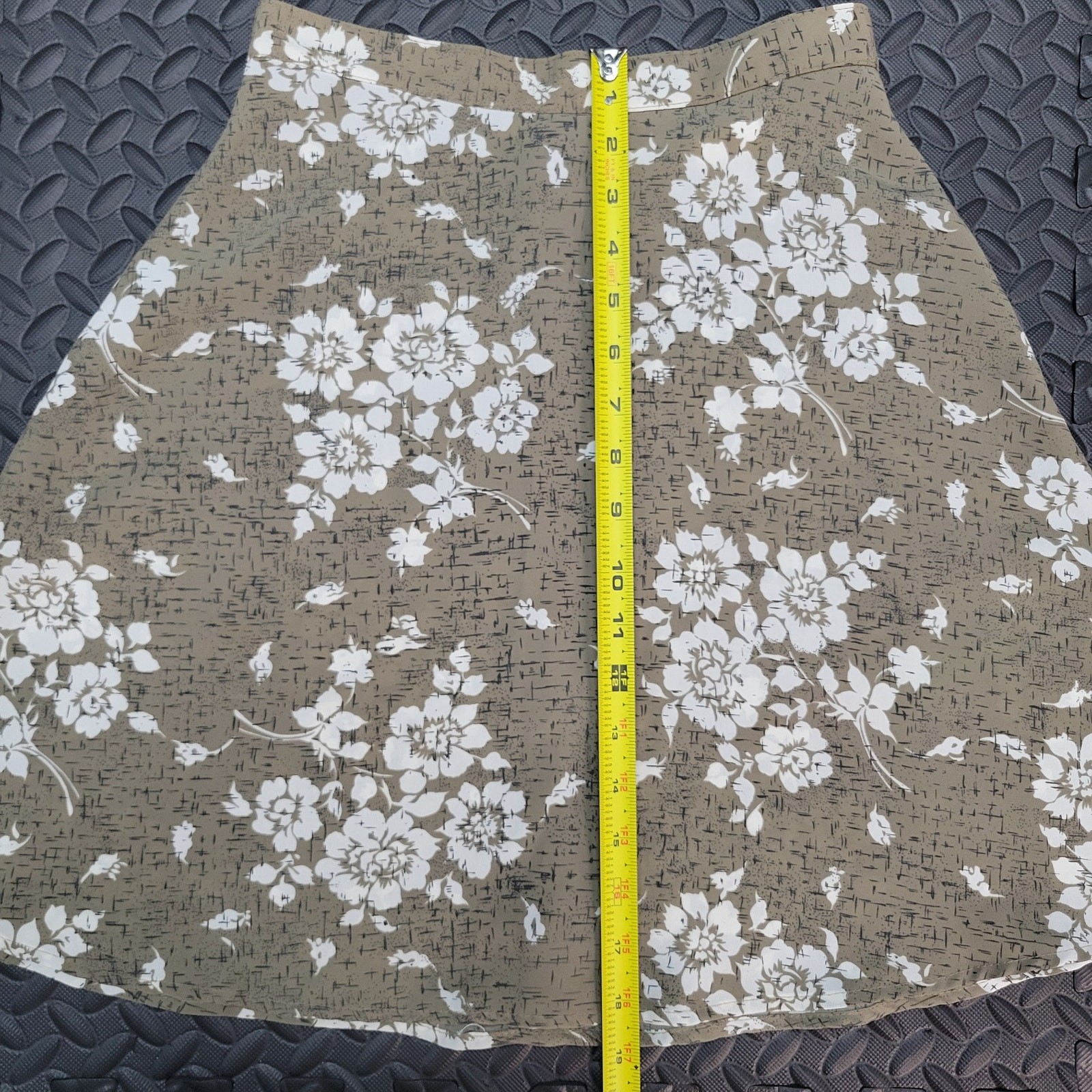 Vintage JAY JACOBS Floral Midi Skirt Beige Cottagecore A-Line Fairycore Boho