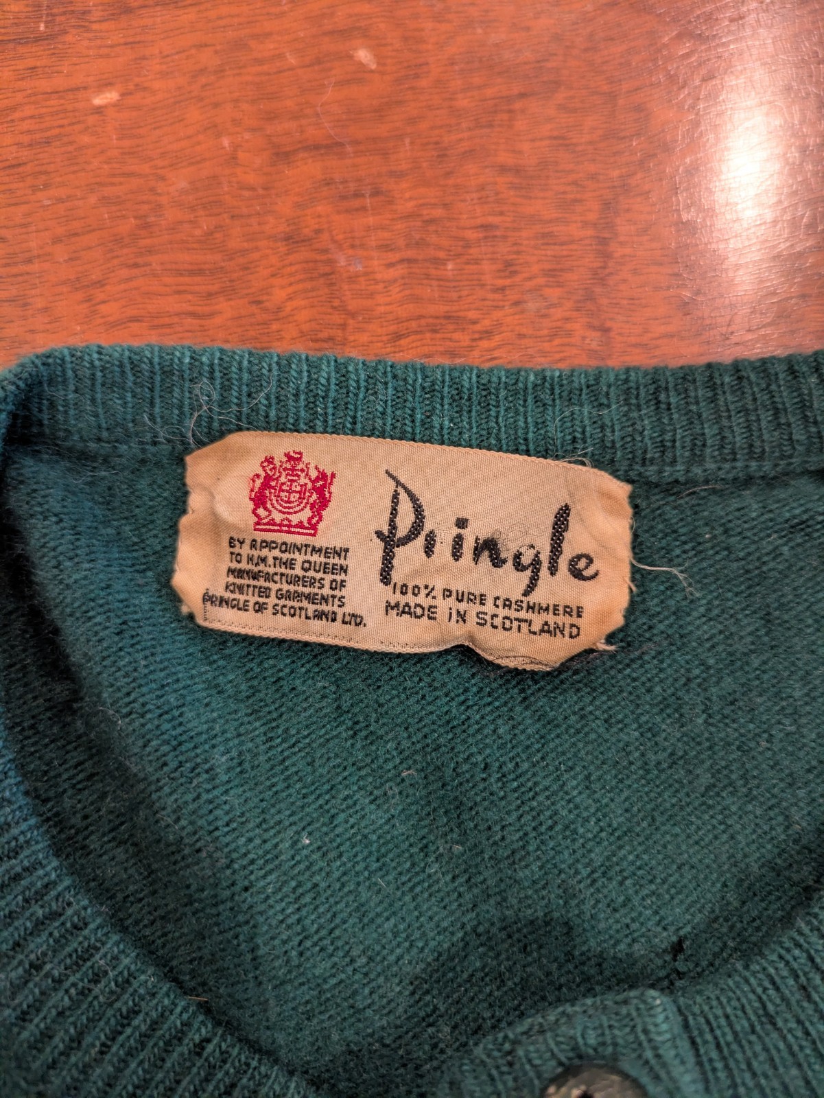 Pringle Made n Scotland Scotch House Vintage100% Cashmere Sweater Cardigan Green