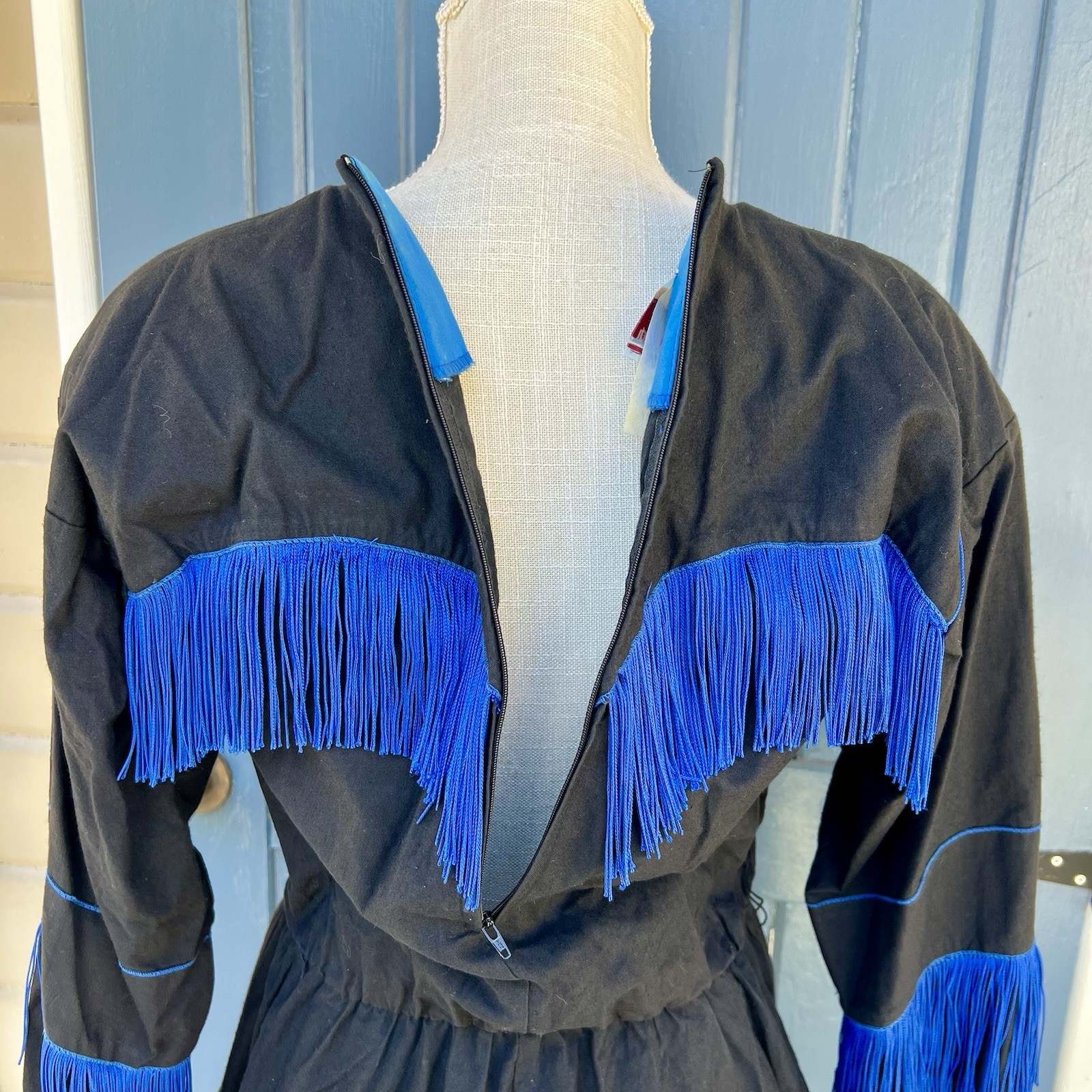 VTG 80s Back at the Ranch Western Fringe Dress Rodeo Cowgirl Southwest Size S