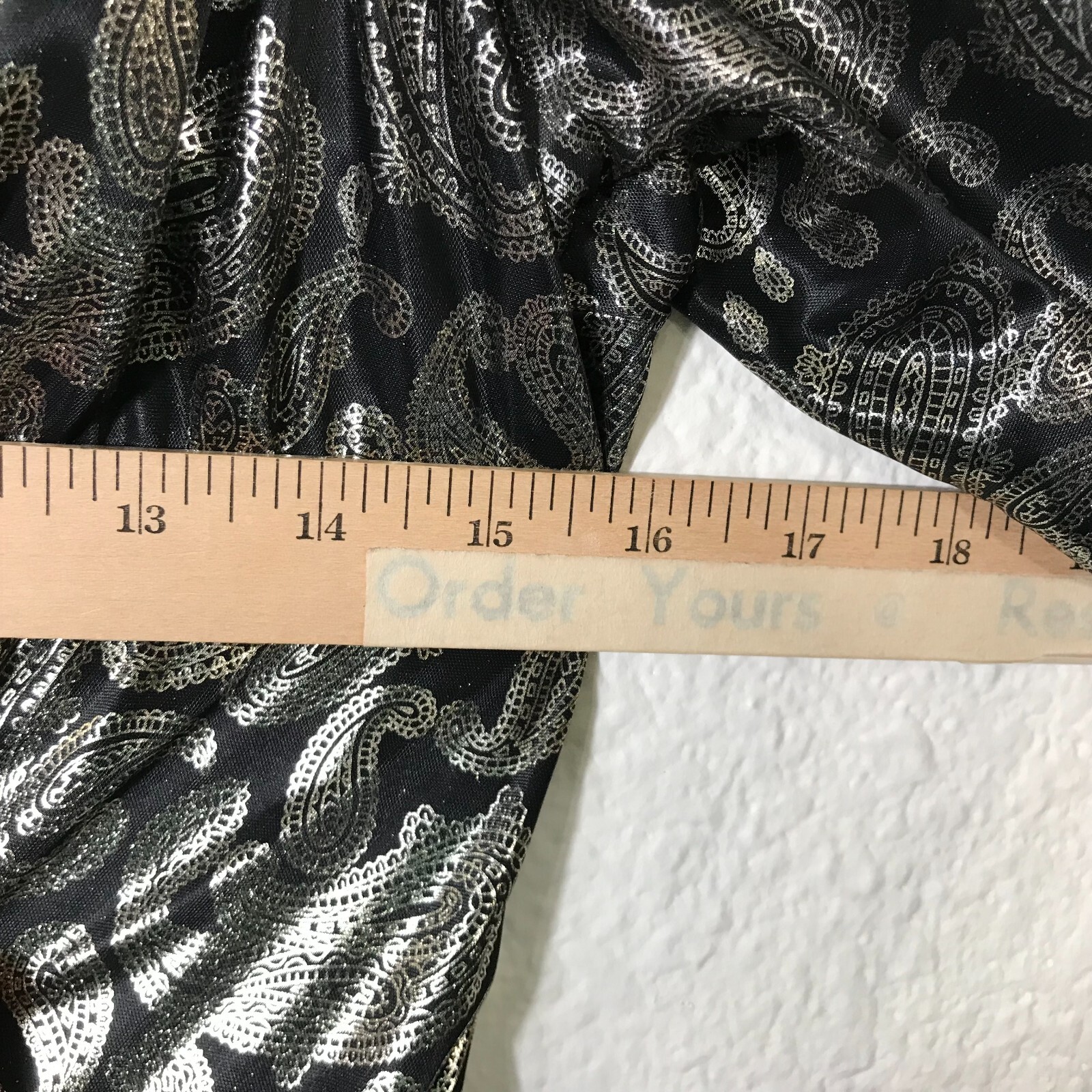 Vintage 80s Homemade Silver Lame Dress XS Paisley Lame Long Sleeve Semi Sheer