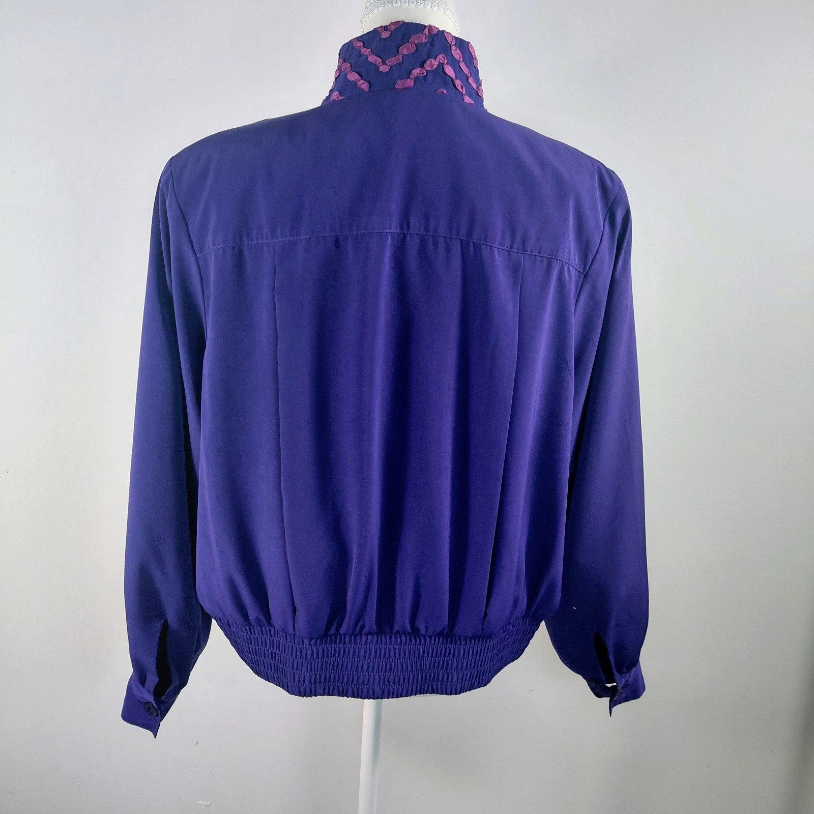 Vintage Howard Wolf Purple Pink Chevron Bomber Jacket Ruffle Ribbon Art Wear L