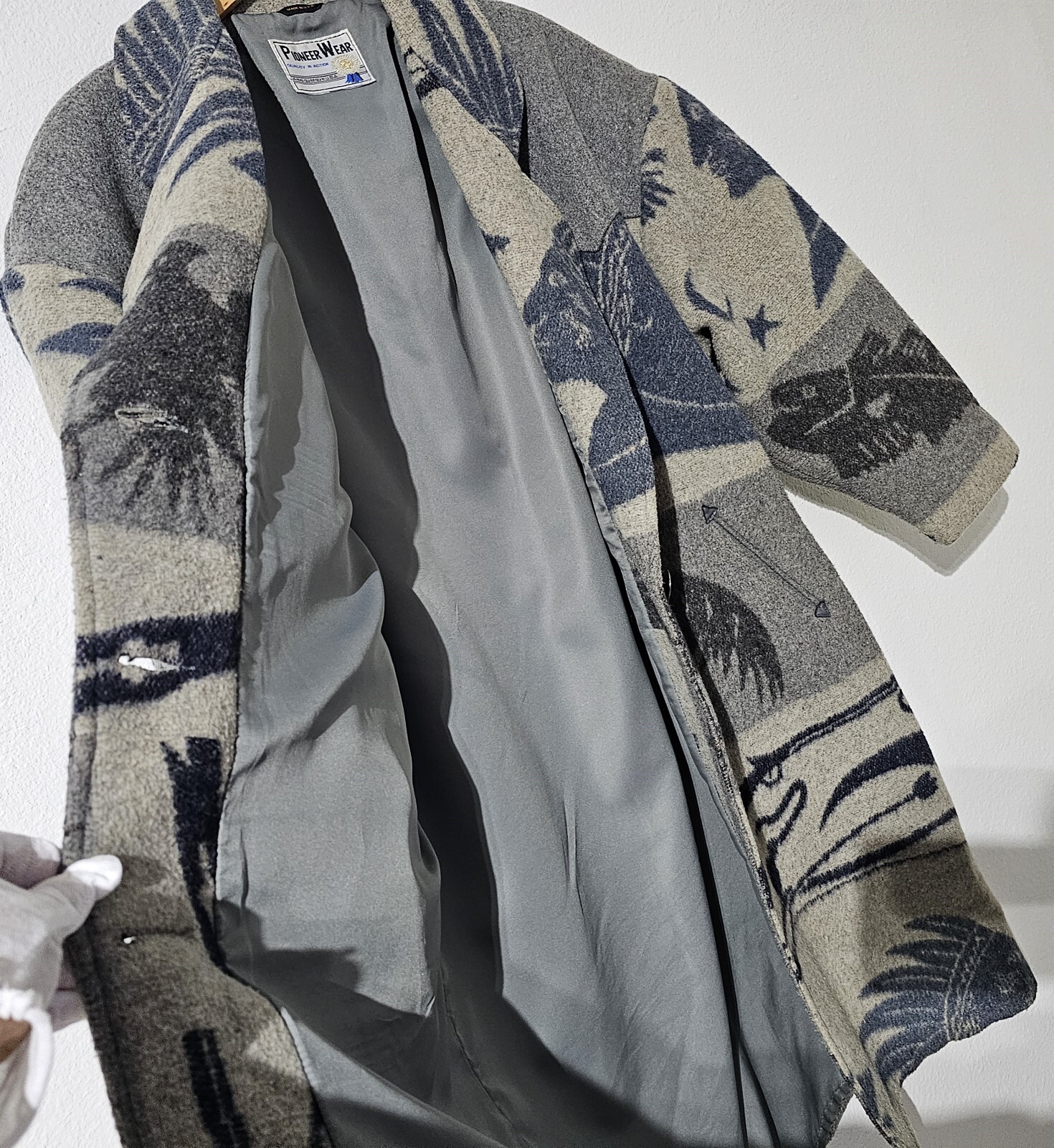 PIONEER WEAR Wool Vintage Coat Southwestern Native American Prints free size