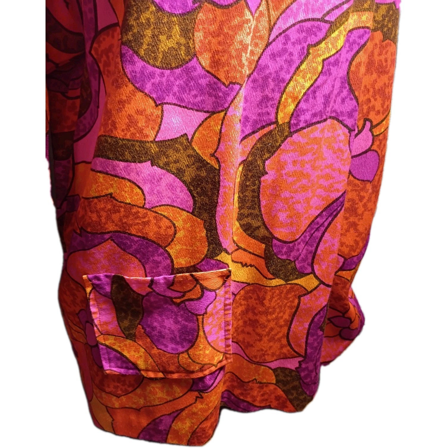 Vtg Waltah Clarke Groovy Mini Dress Flower Power Blouse Honolulu w/ Pocket