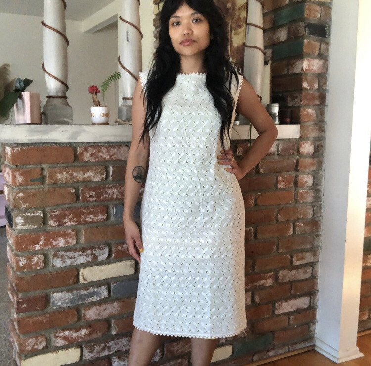 Vintage Deadstock 1960s Lacy Embroidered Eyelet Mod Shift Zacuto Dress