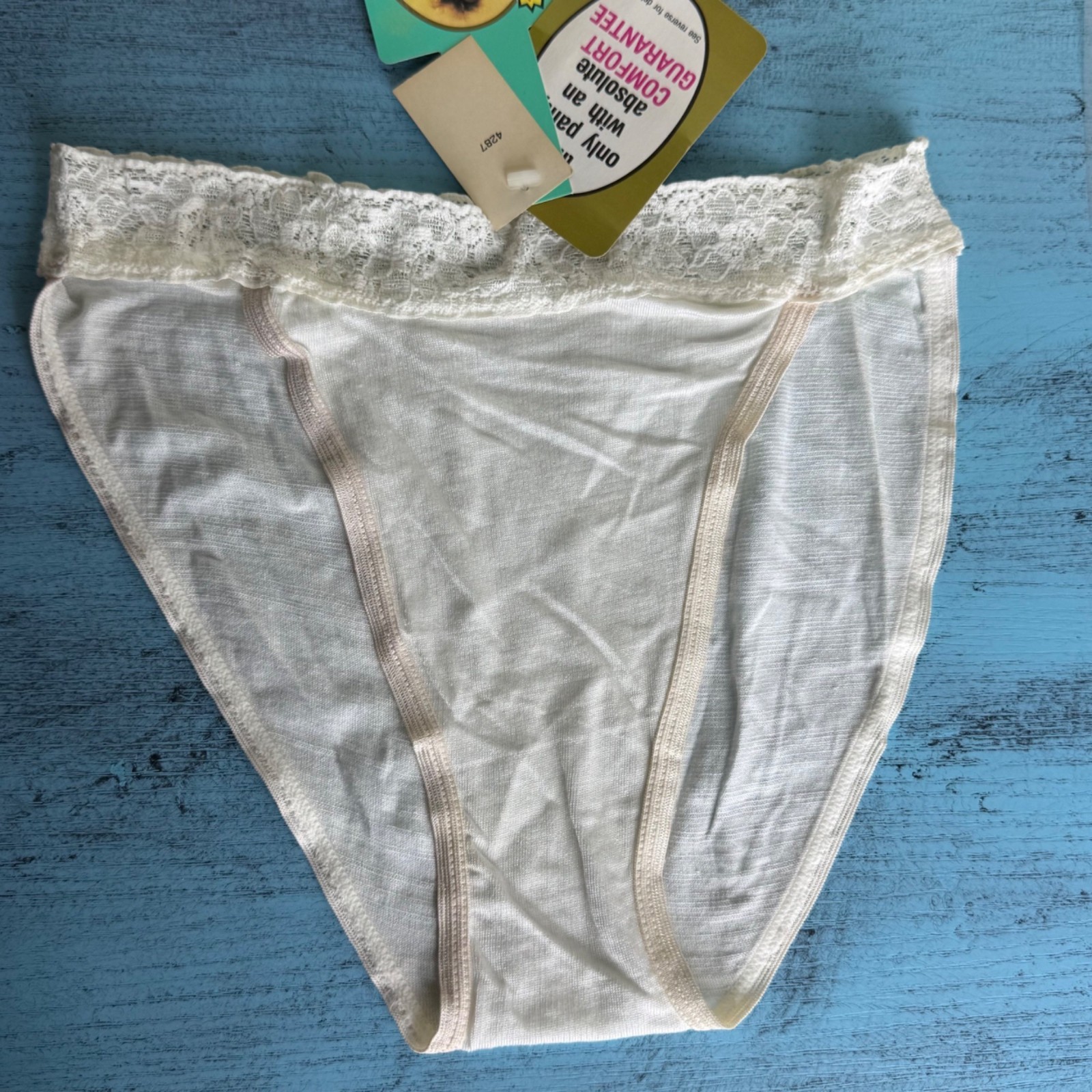 NWT Vtg 80s Alba Nylon/Cotton Lace High French Cut Panties Sz 4-7