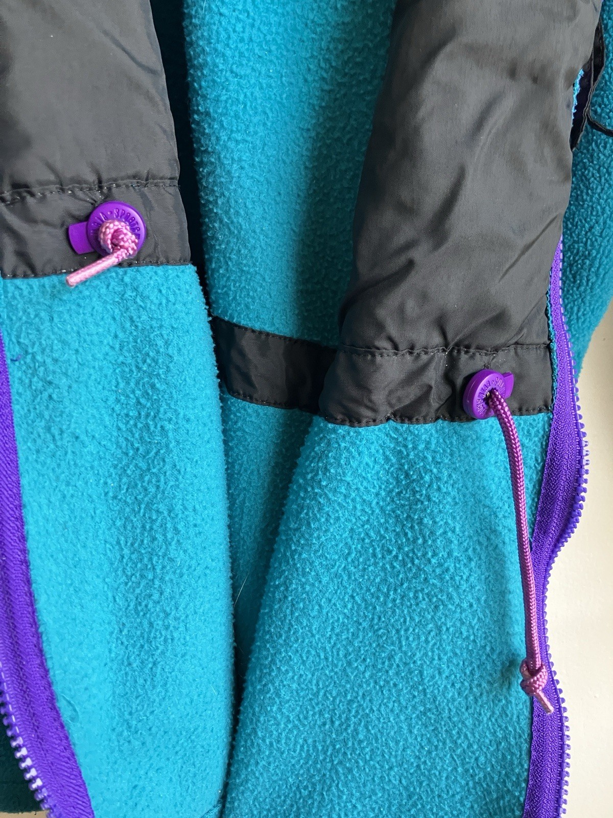 Columbia Sportswear Vintage Colorblock Fleece Jacket Teal Purple Womens 23” PTP