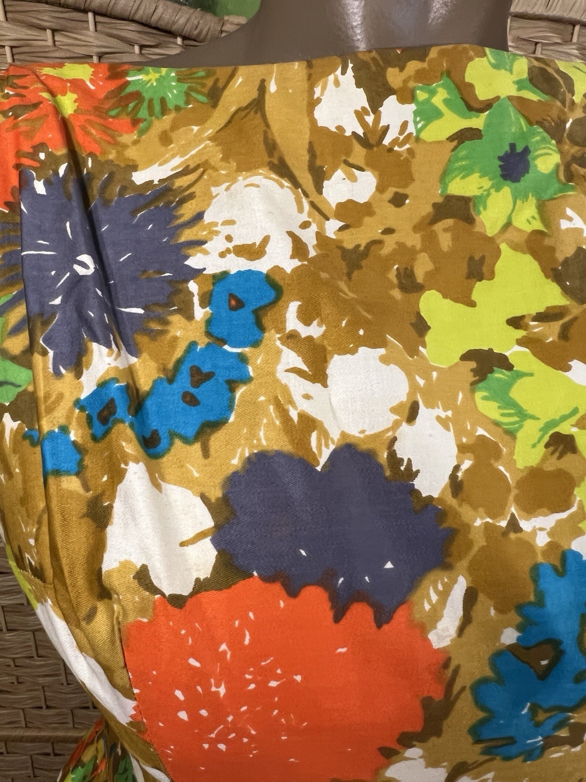 VTG 50s 60s Jay Herbert Bold Vibrant Floral Flower Power Full Circle Dress XS S