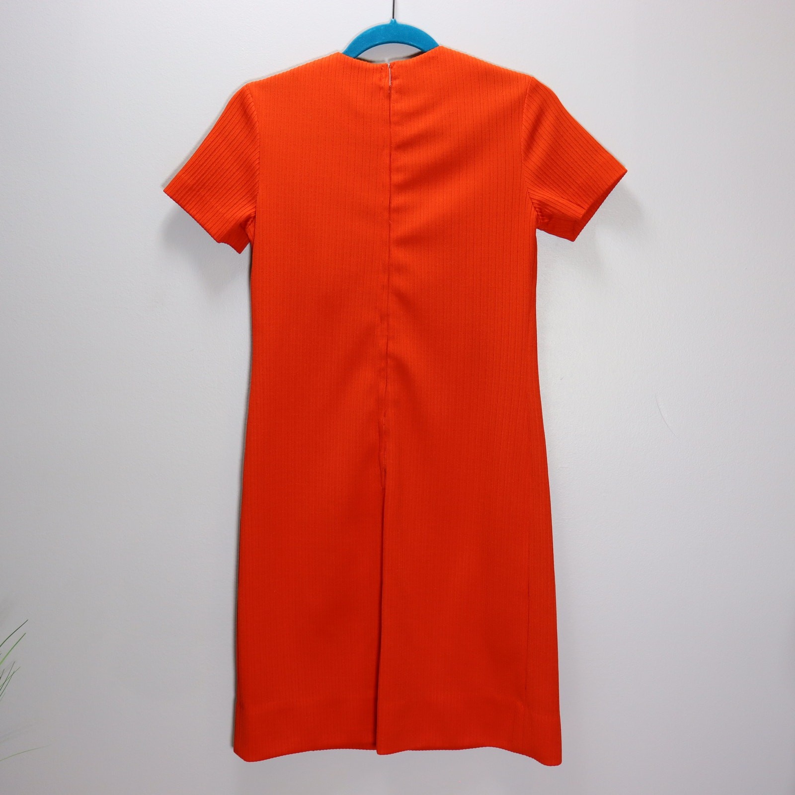 Vintage Maggs Head Tomato Red Ribbed Shift Dress Retro Minimalist Size 10