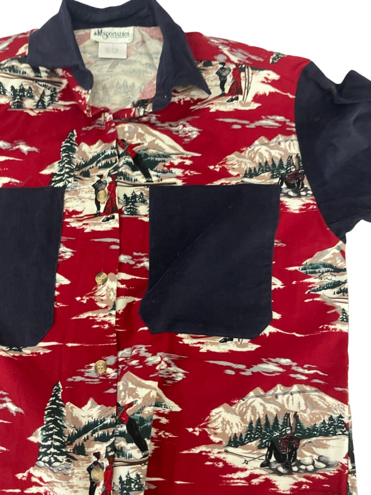 Sportables Button Up Shirt Winter Snow Scene Vintage Women’s Small