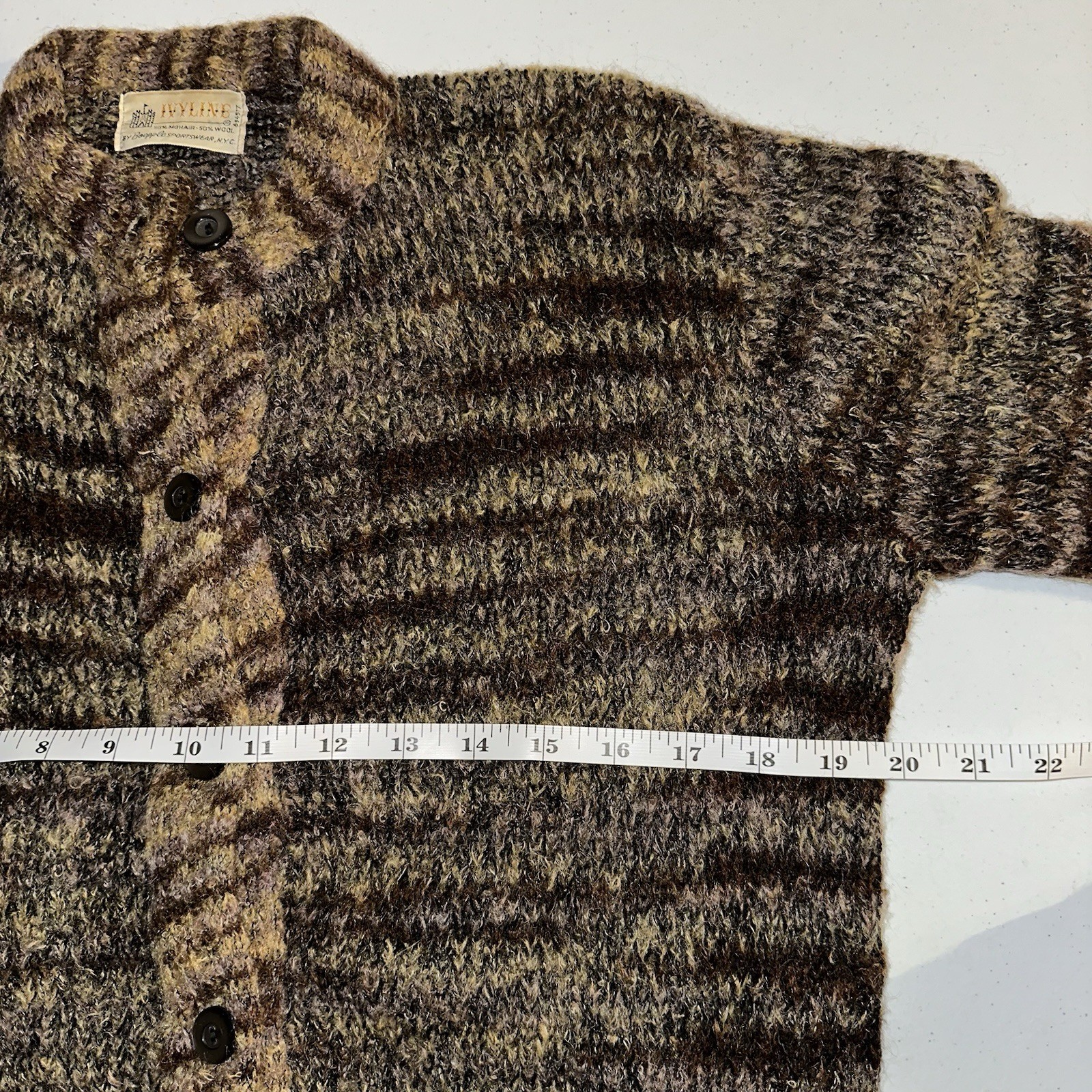 Vintage 1960s Ivyline Boepple Sportswear NYC Mohair Wool 50/50 Cardigan Fits Med