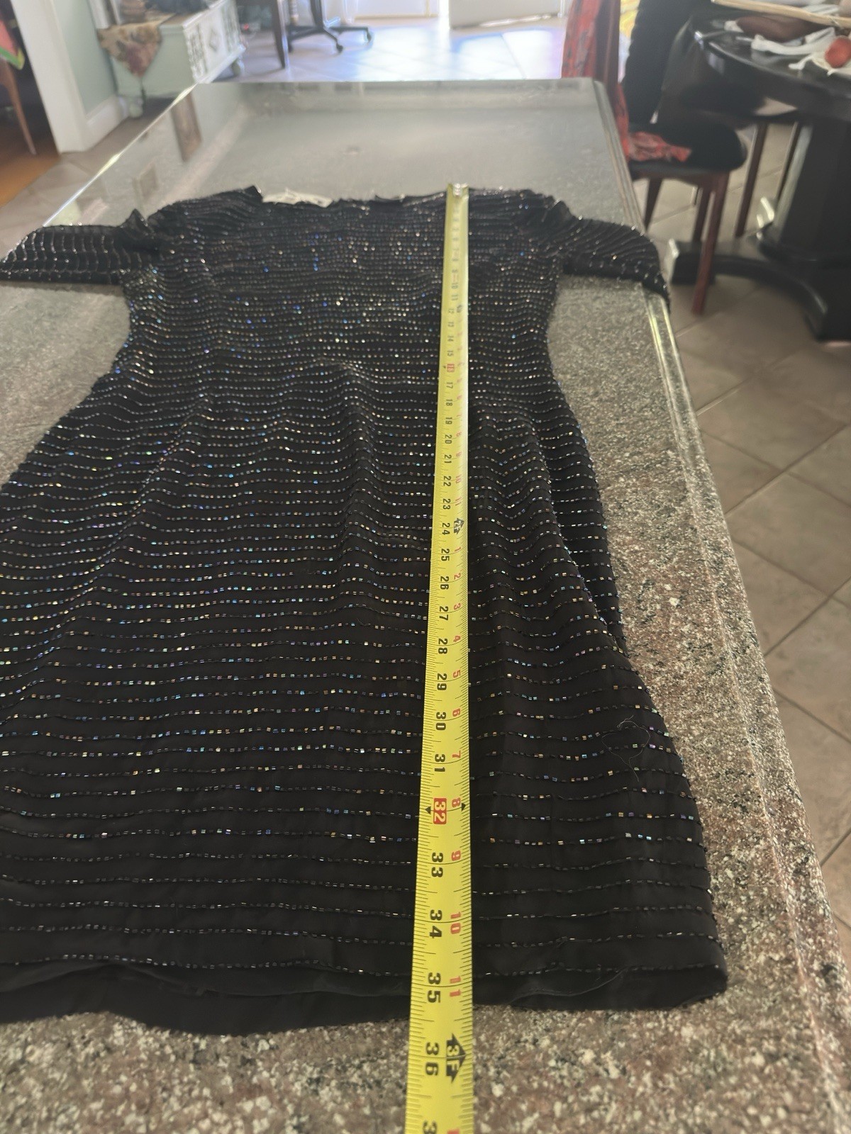 Vintage 80’s Silk Sequin Beaded Party Dress, Sheer, Lining L sleeves byt Bieff