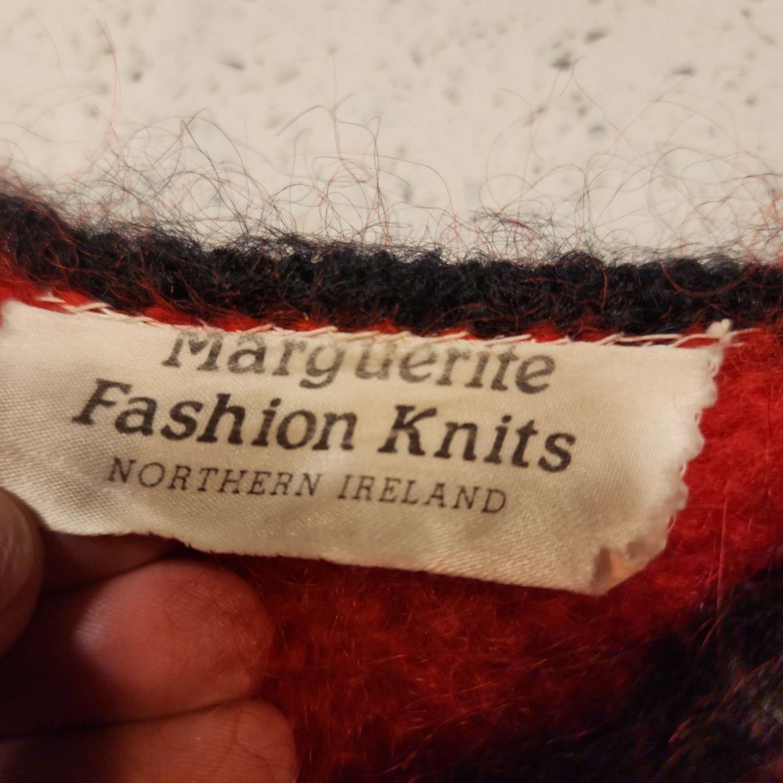 RARE Marguerite Fashion Knits 60s Punk Mohair Sweater Northern Ireland Red Black