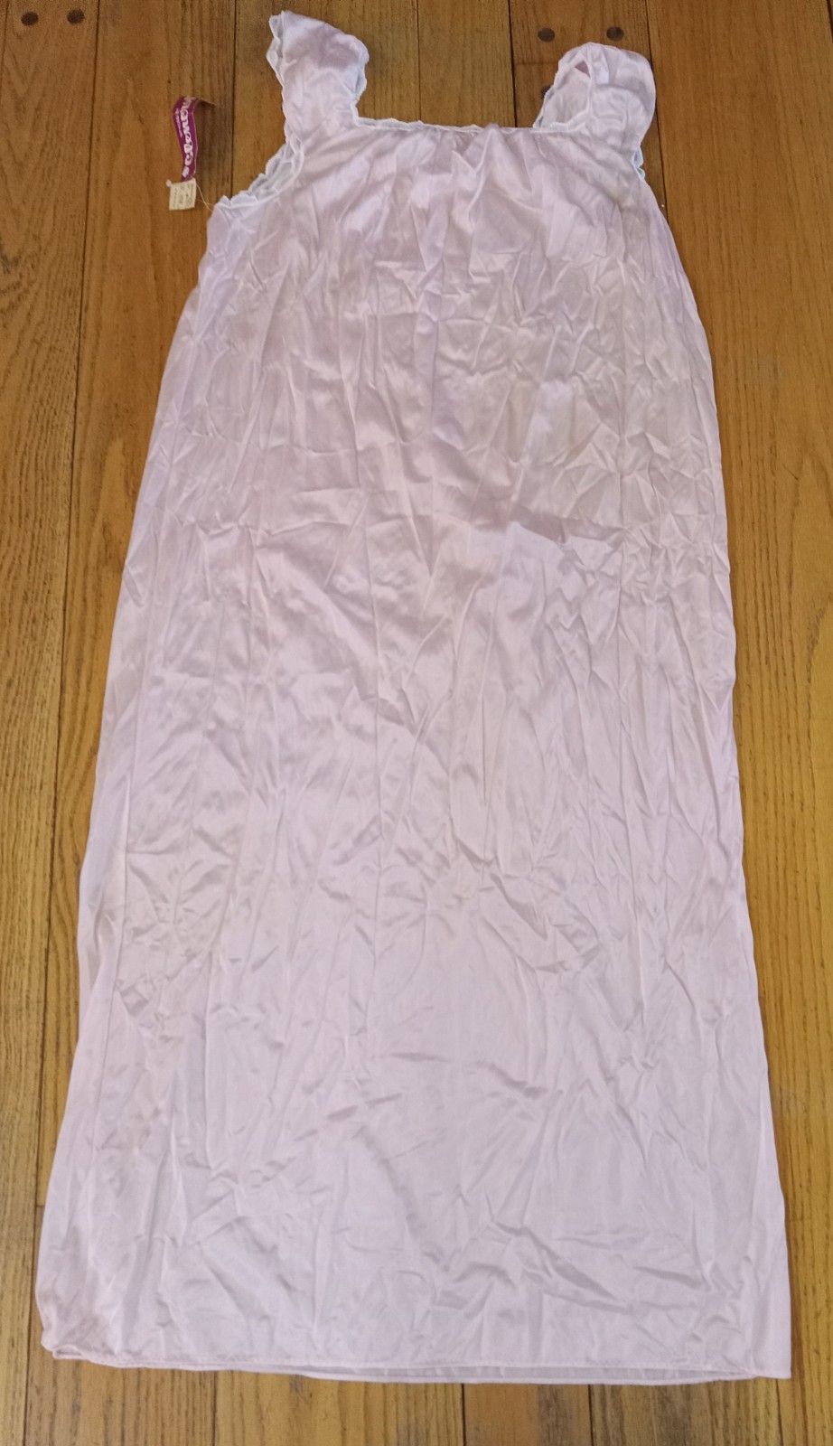 NWT Vtg Glencraft Pale Pink 100% Nylon Lace Trim Nighty Nightgown Size L USA