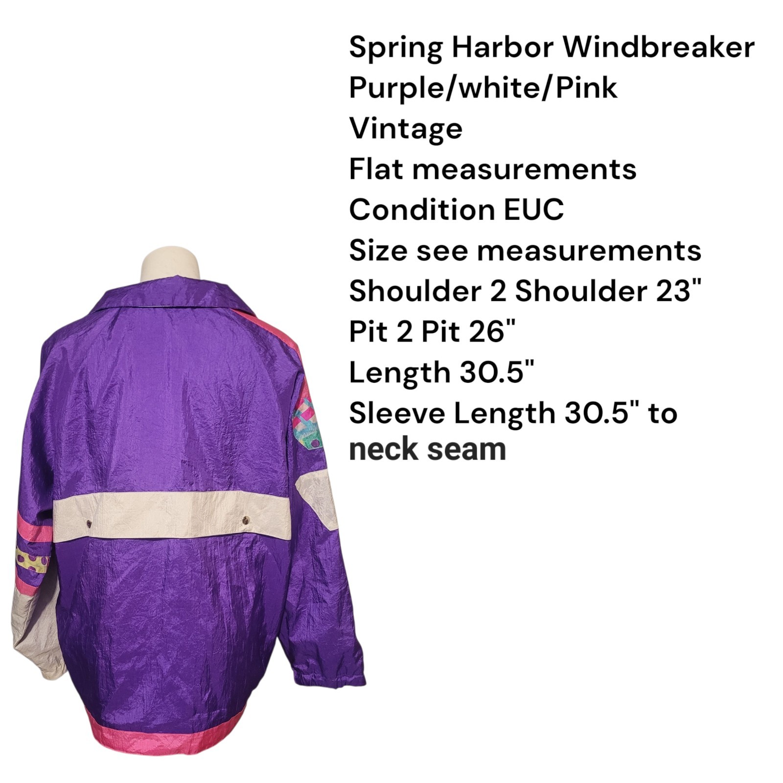 Vitnage Spring Harbor Windbreaker Jacket L/XL Purple Pink Colorful Large X Large