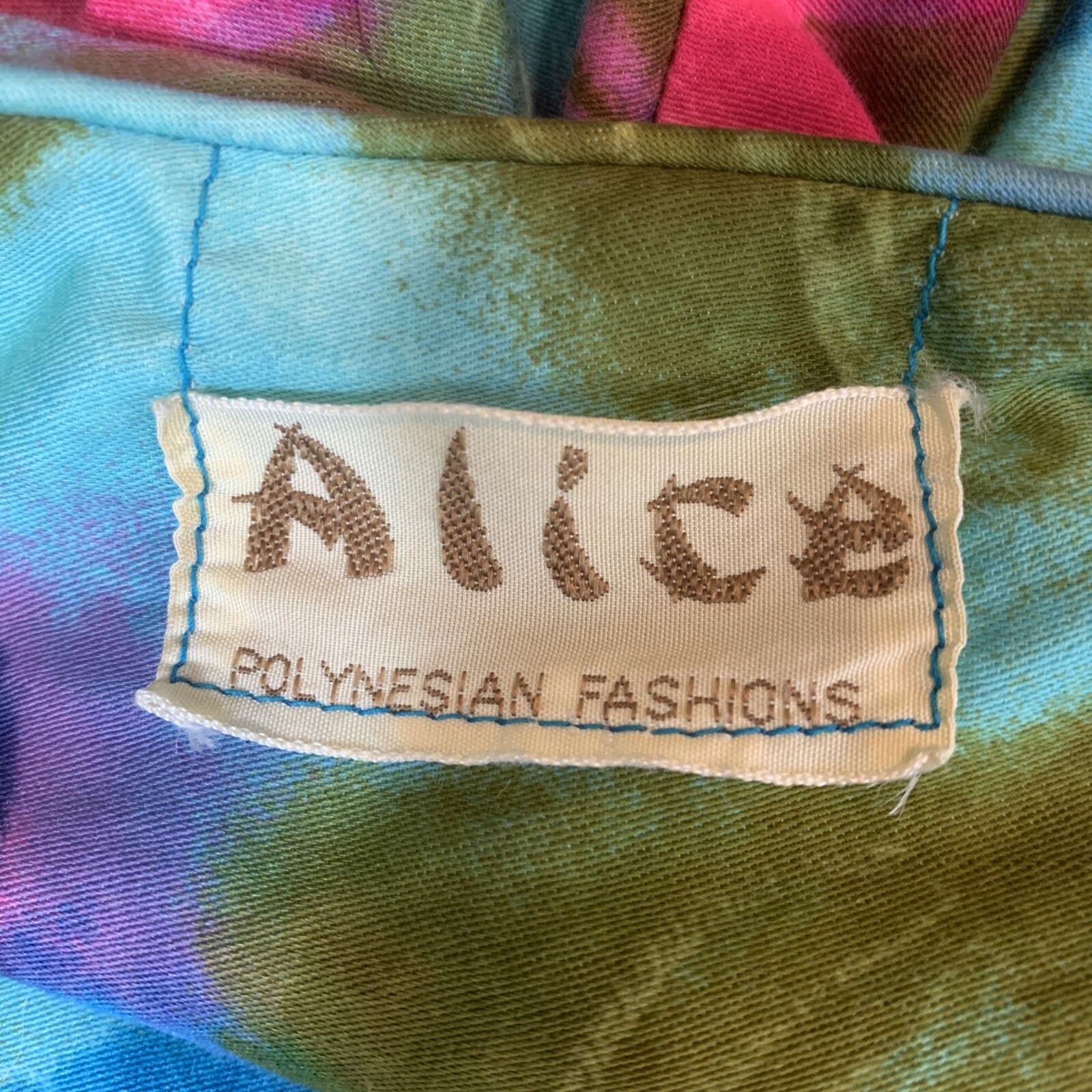 Vintage 50’s Alice PolynesianFloral Maxi dress with drape in the back Size L