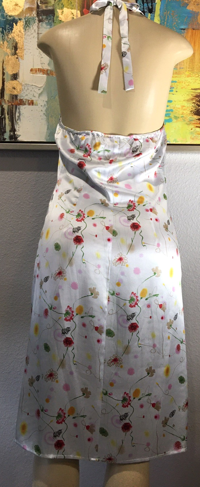 Vtg Harve’ Benard Fair Silver Silk Halter Dress 6