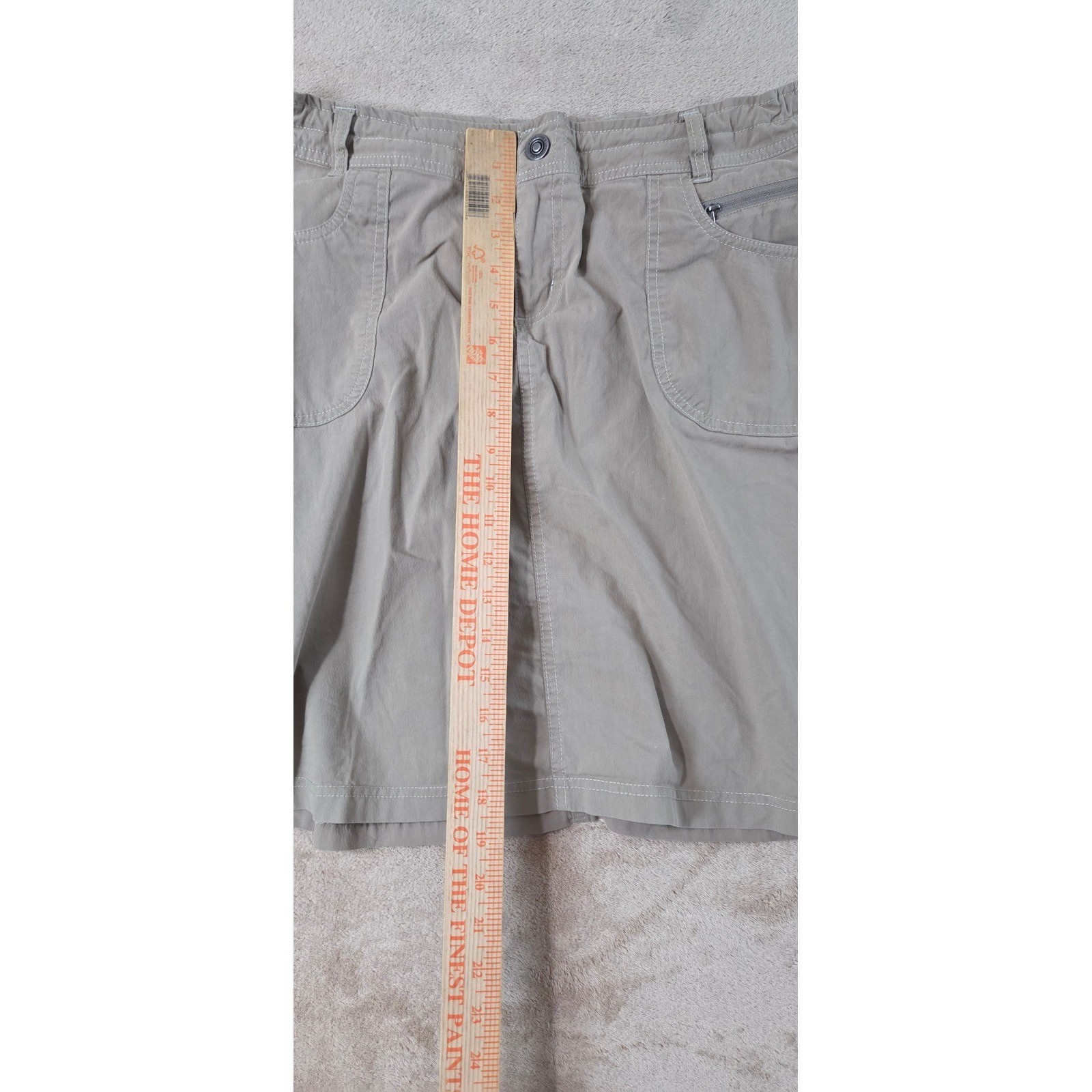 Kuhl Vintage Skirt Womens 12 khaki tan outdoor cargo pocket Trail skort hiking