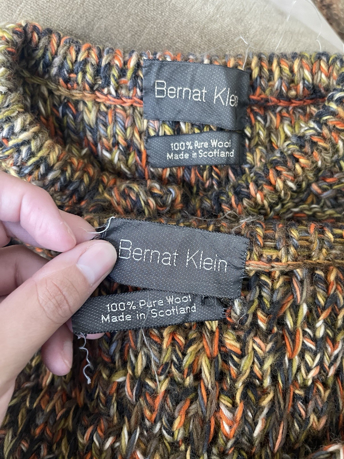 Bernat Klein Vintage Wool Dress Cardigan Sweater Set Chunky Knit