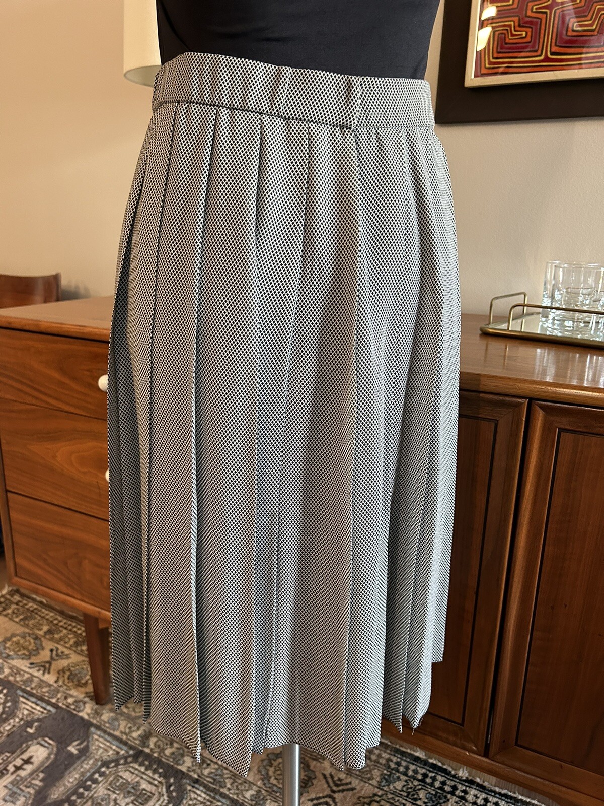 80’s Vintage Skirt Donna Karan New York Black Label pleated Black/White DKNY