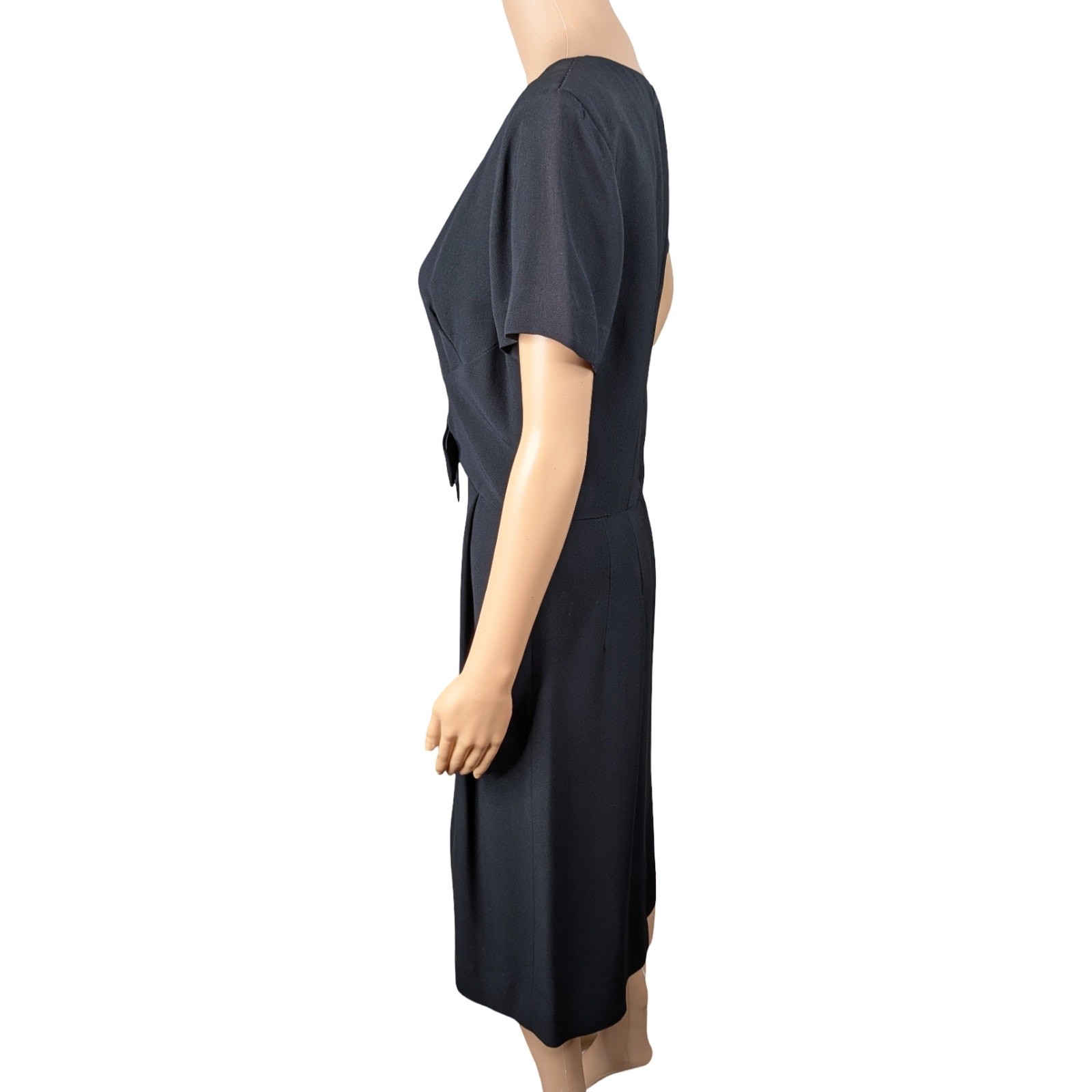 Vtg 50s Henry Lee Black Sheath Dress M Mid-Century Pinup Hourglass Rockabilly