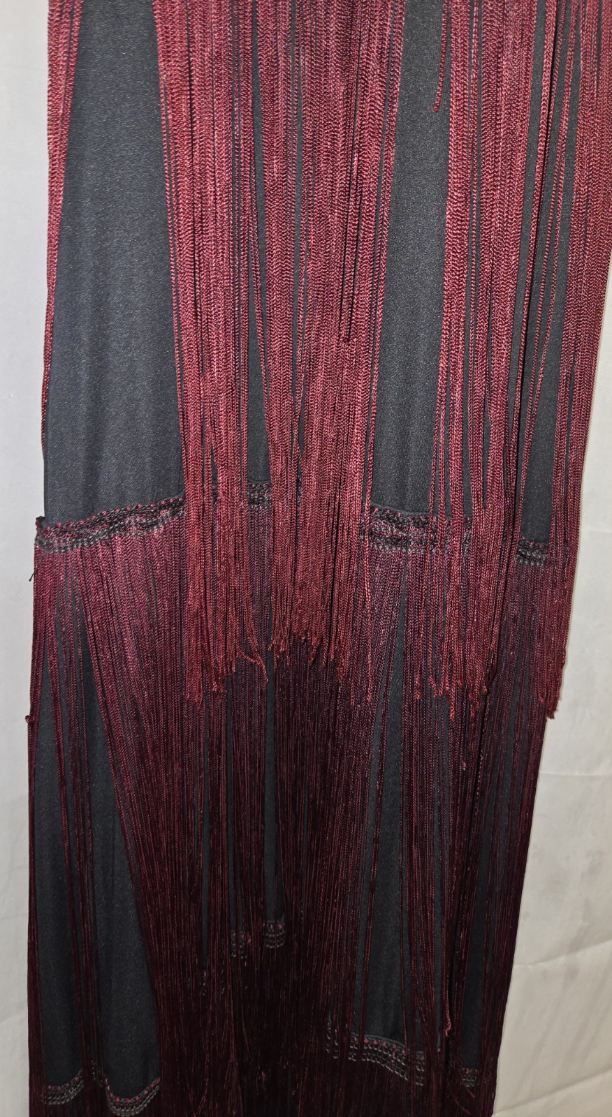Vintage Womens Jack Hartley 70s Flapper Halter Dress Black/Burgundy Size Sm